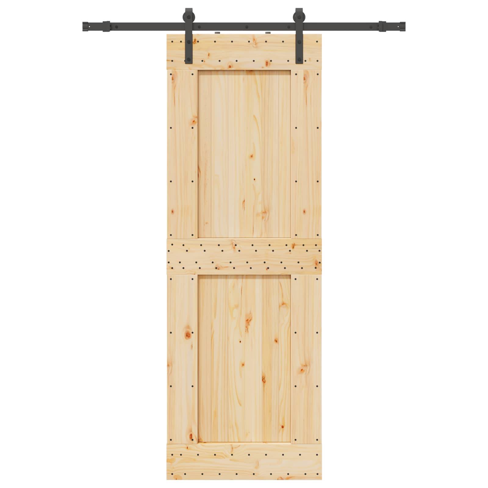 vidaXL Schiebetür NARVIK Natürlich und Schwarz 80 x 210 cm (152,5 cm)