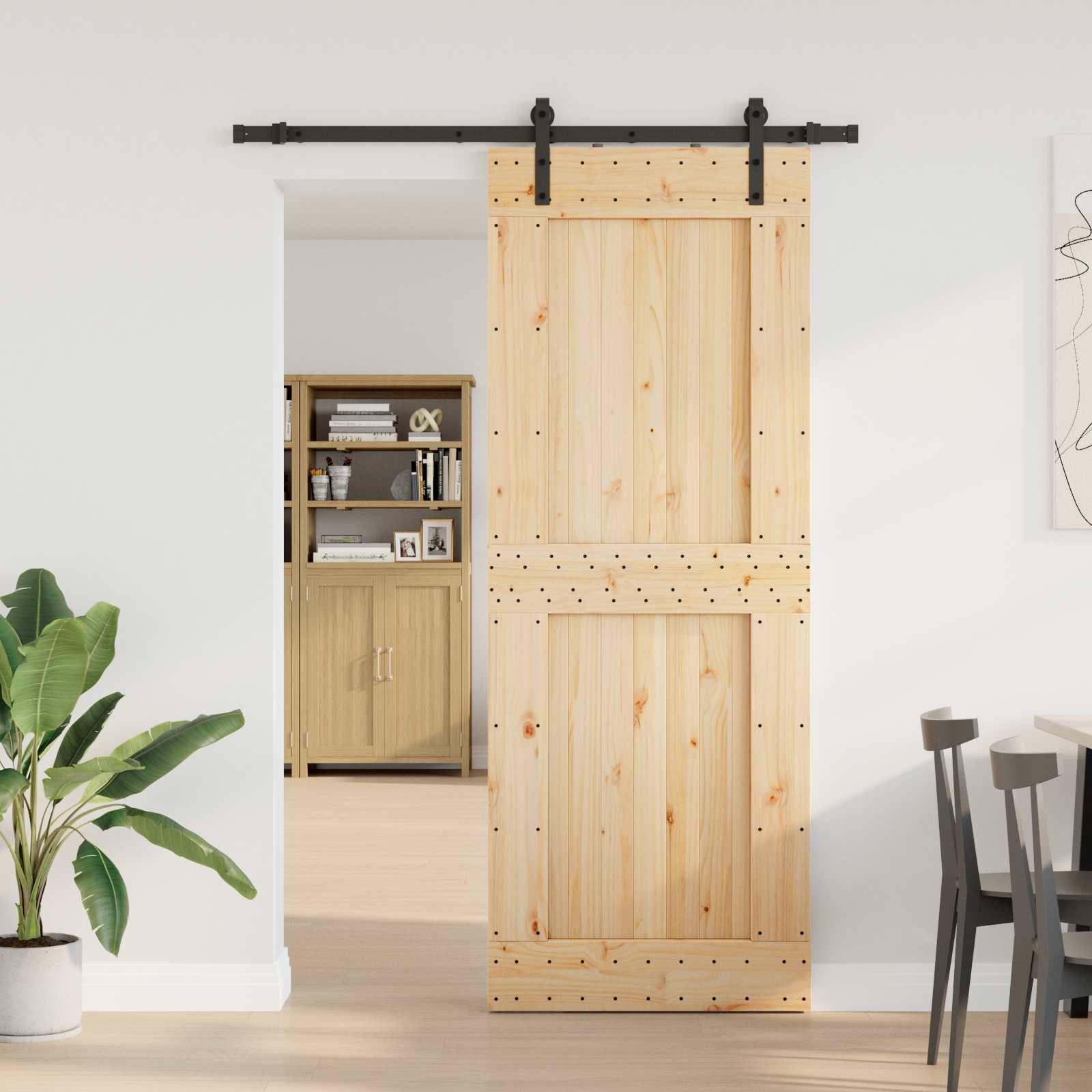 vidaXL Schiebetür NARVIK Natürlich und Schwarz 85 x 210 cm (152,5 cm)