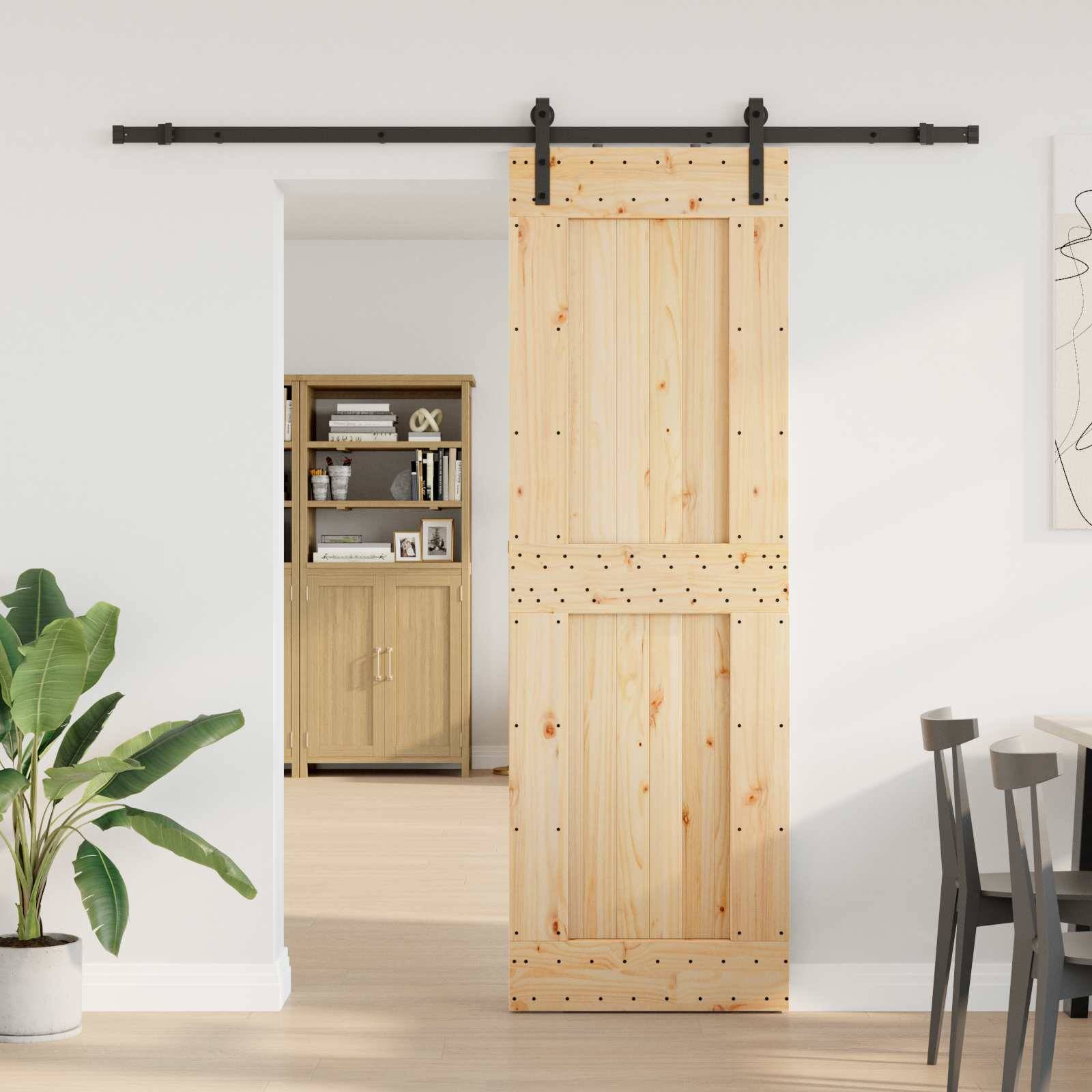 vidaXL Schiebetür NARVIK Natürlich und Schwarz 70 x 210 cm (213,5 cm)