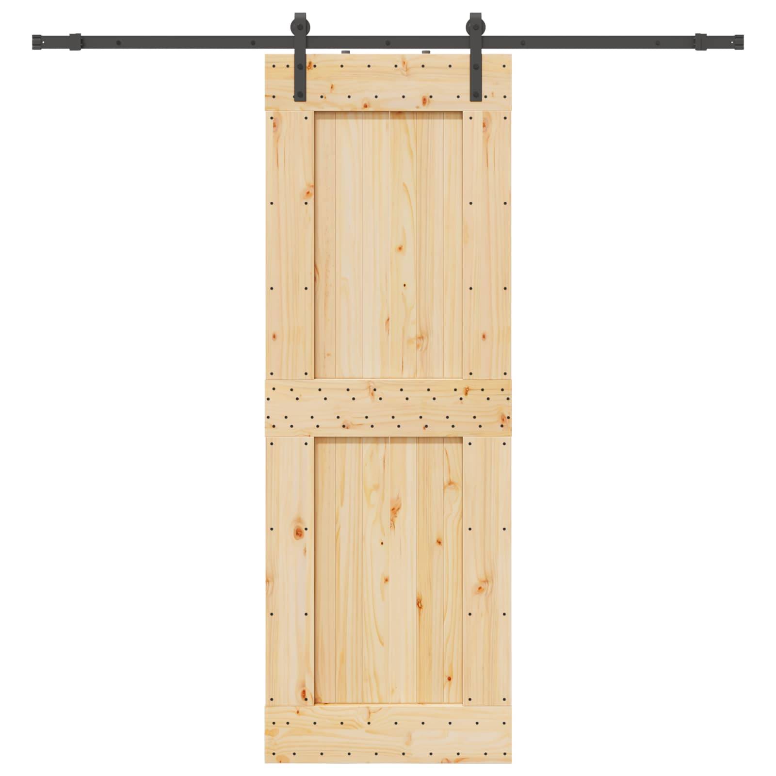 vidaXL Schiebetür NARVIK Natürlich und Schwarz 80 x 210 cm (213,5 cm)