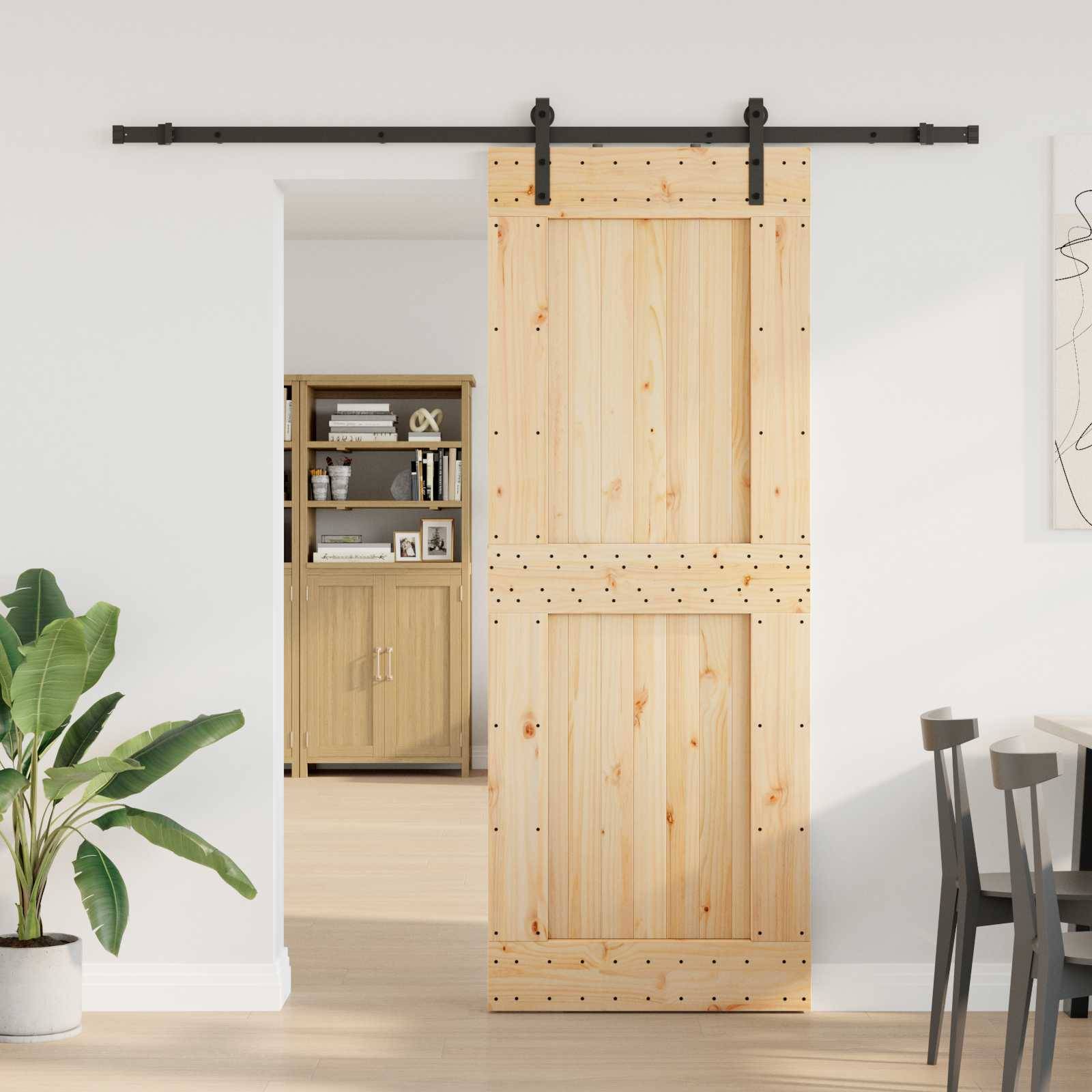 vidaXL Schiebetür NARVIK Natürlich und Schwarz 85 x 210 cm (213,5 cm)
