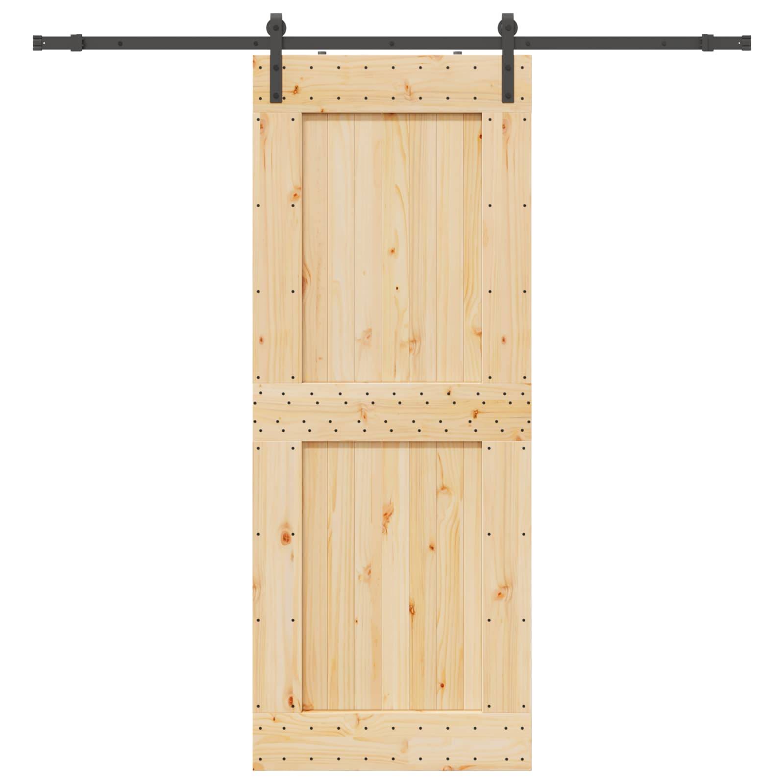 vidaXL Schiebetür NARVIK Natürlich und Schwarz 90 x 210 cm (213,5 cm)