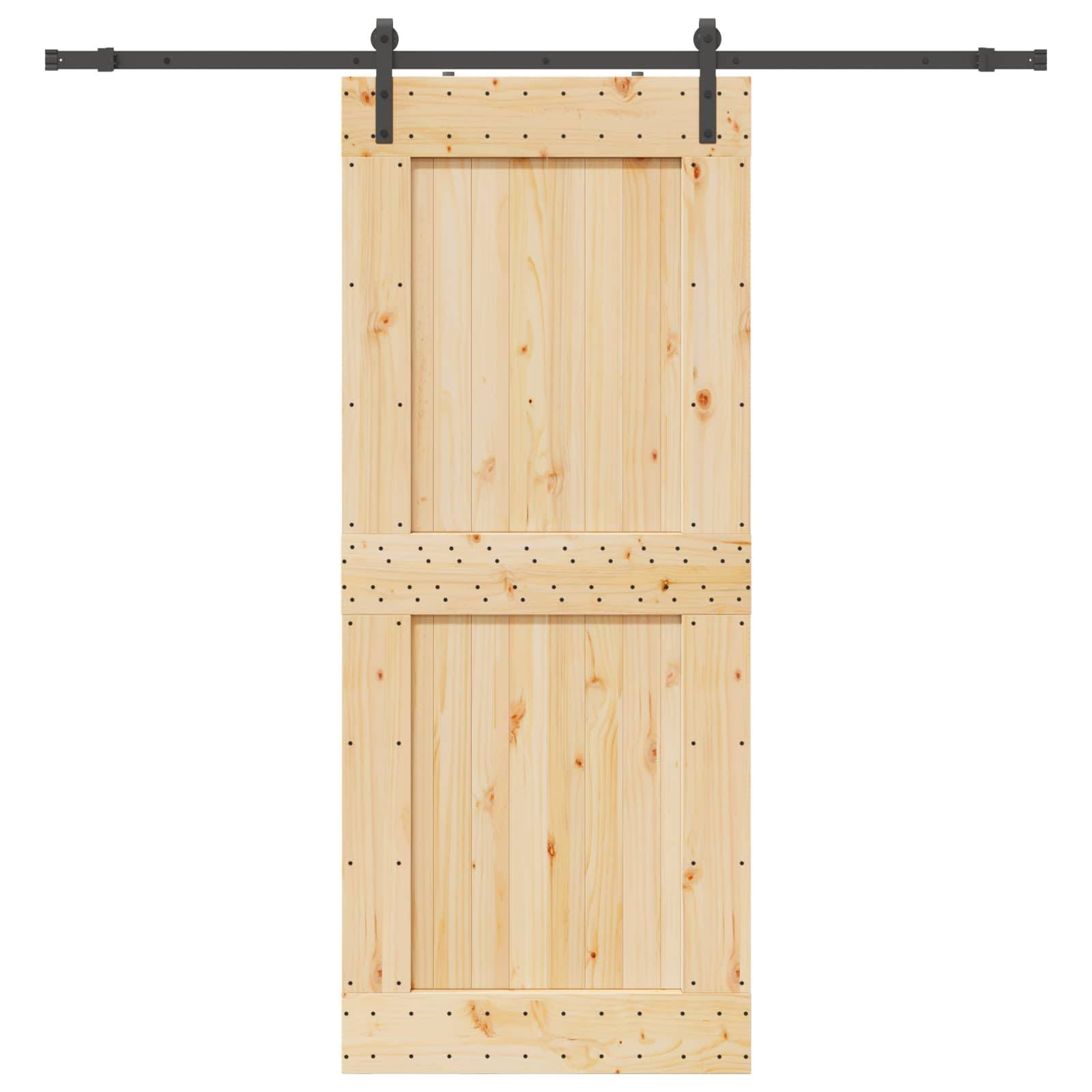 vidaXL Schiebetür NARVIK Natürlich und Schwarz 95 x 210 cm (213,5 cm)