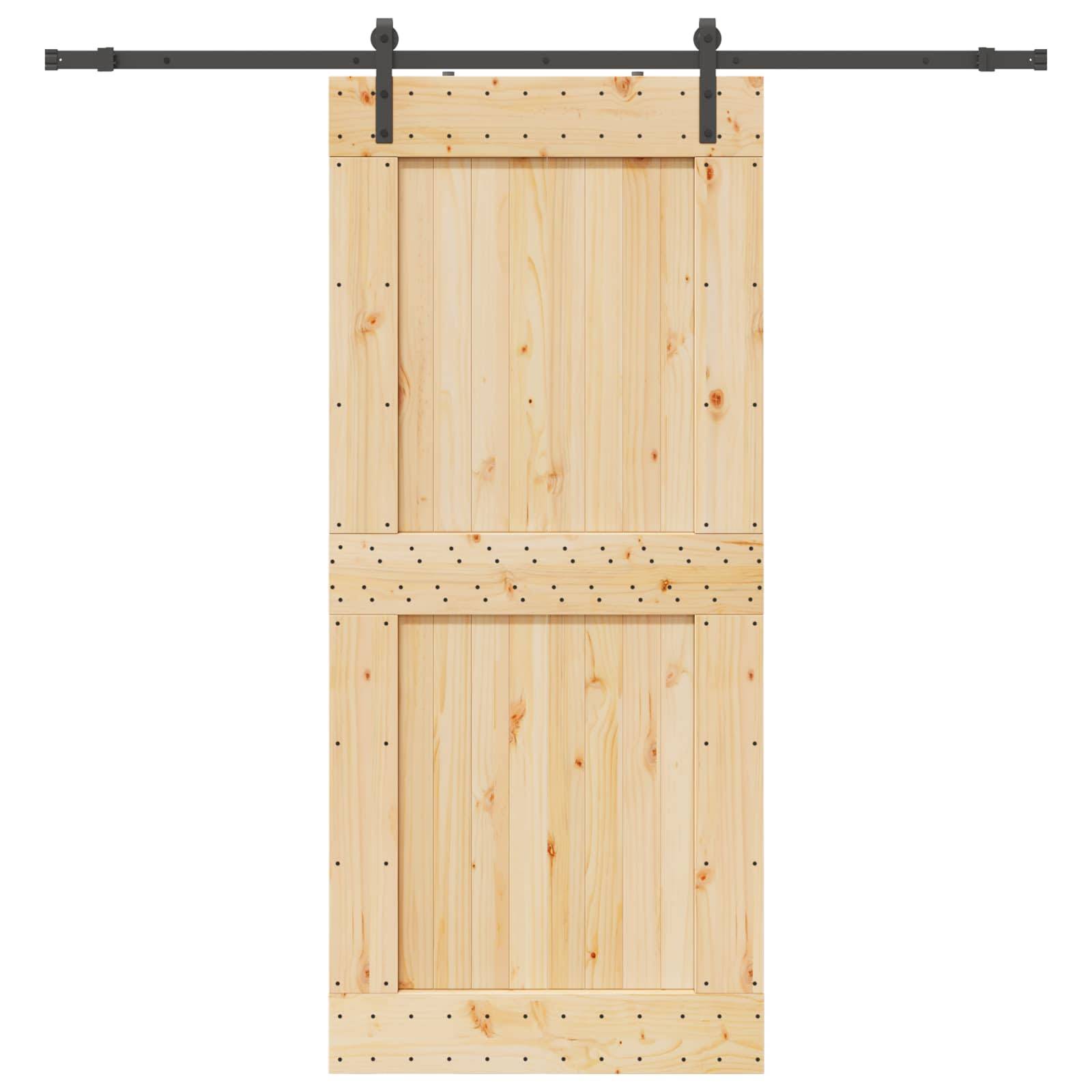 vidaXL Schiebetür NARVIK Natürlich und Schwarz 100 x 210 cm (213,5 cm)