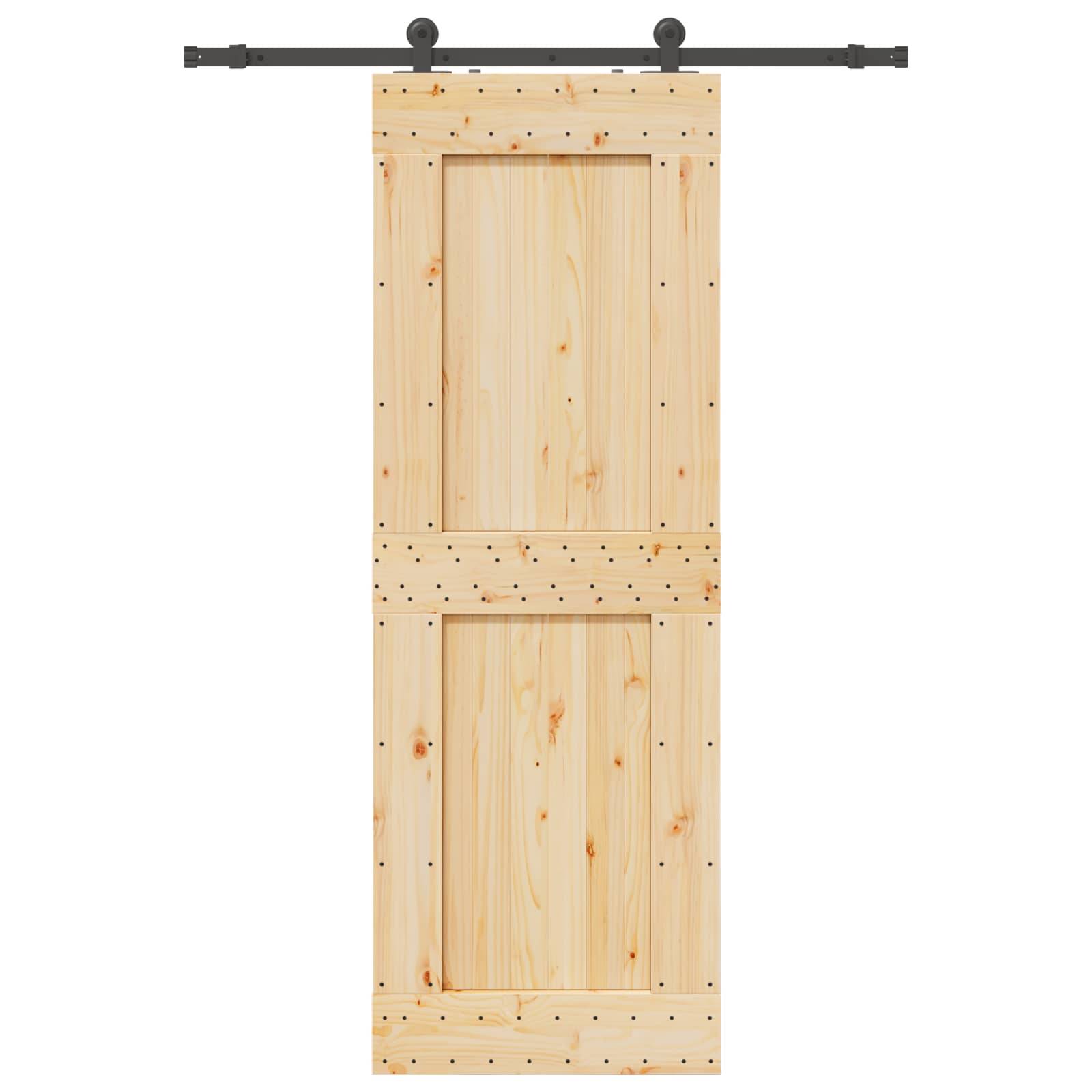 vidaXL Schiebetür NARVIK Natürlich und Schwarz 80 x 210 cm (152,5 cm)