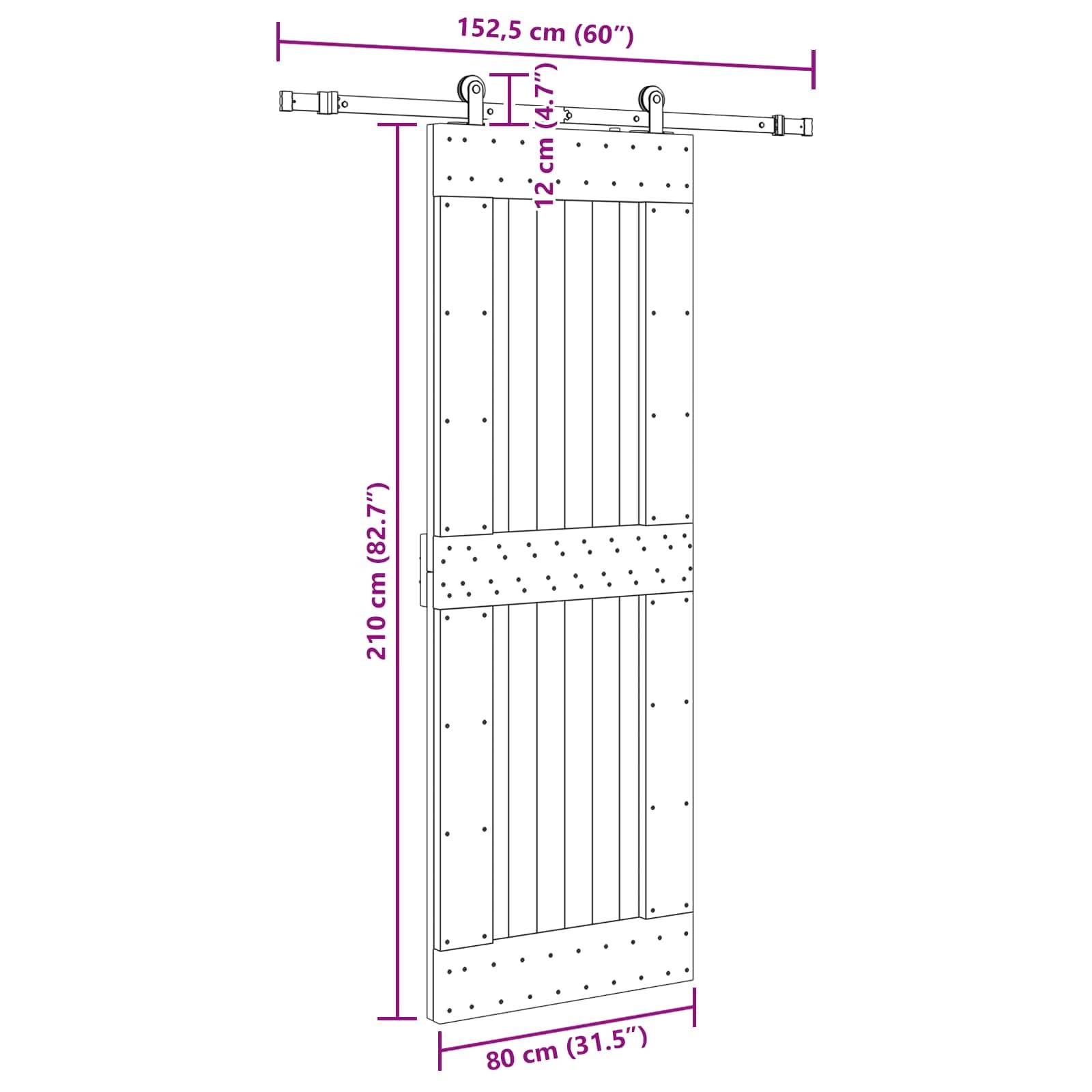 vidaXL Schiebetür NARVIK Natürlich und Schwarz 80 x 210 cm (152,5 cm)