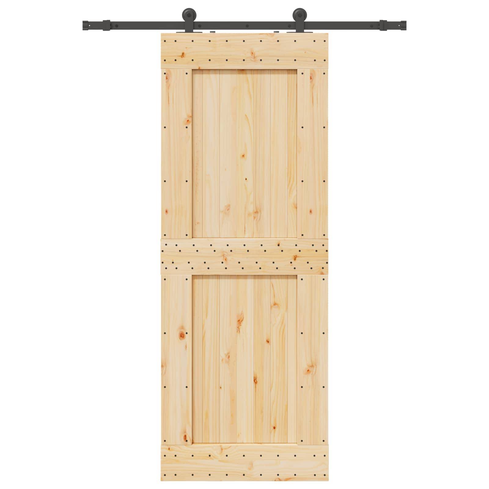 vidaXL Schiebetür NARVIK Natürlich und Schwarz 85 x 210 cm (152,5 cm)