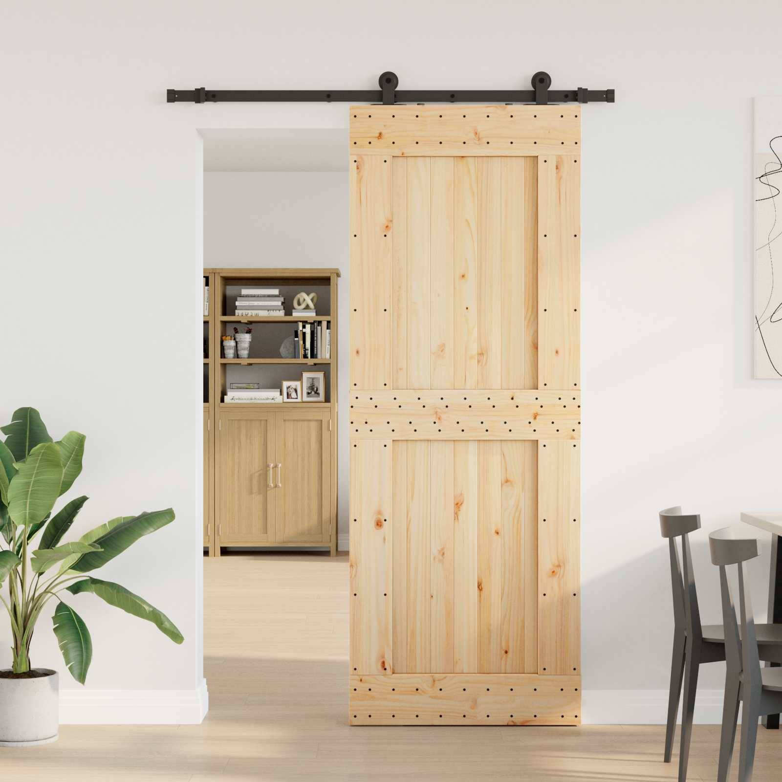 vidaXL Schiebetür NARVIK Natürlich und Schwarz 85 x 210 cm (152,5 cm)