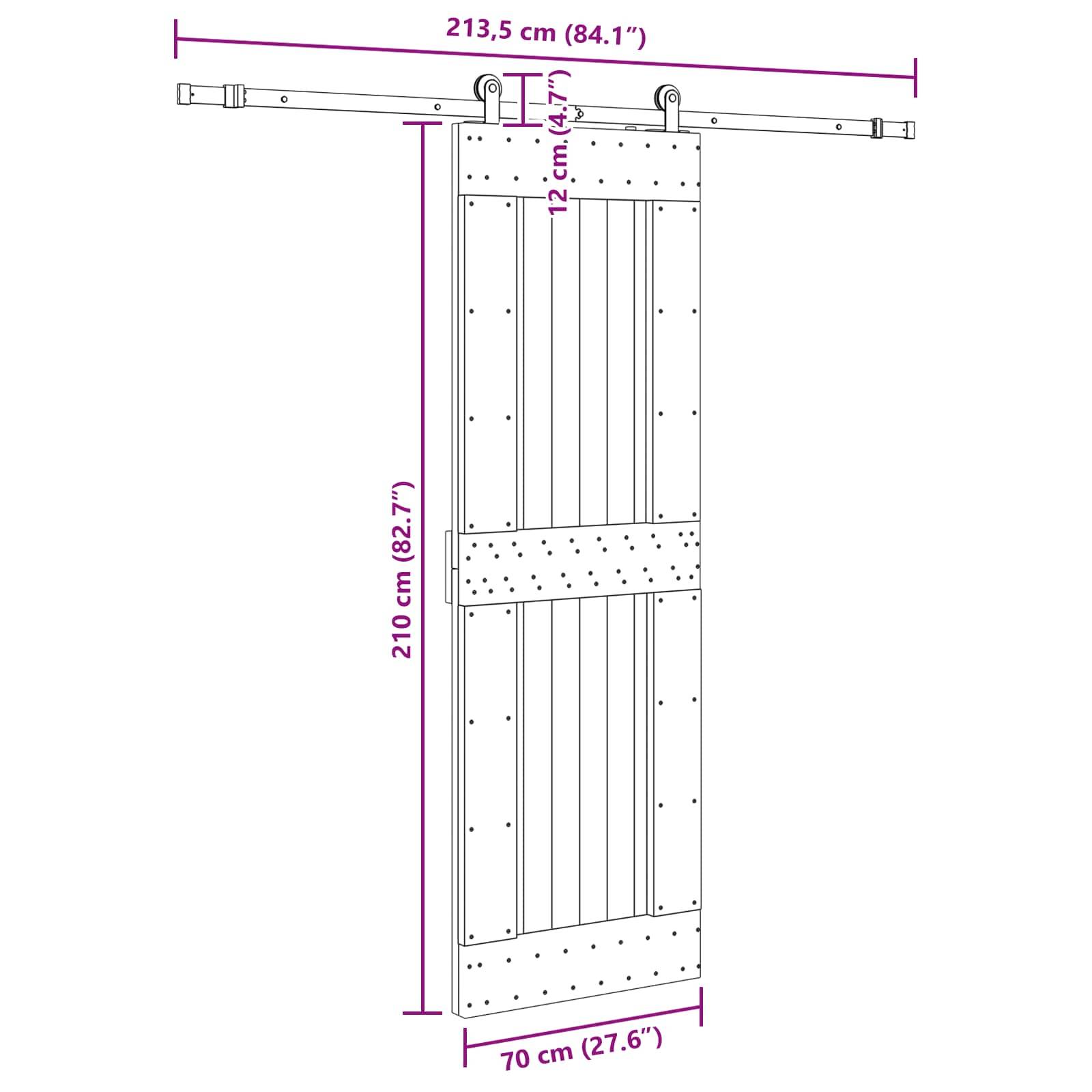 vidaXL Schiebetür NARVIK Natürlich und Schwarz 70 x 210 cm (213,5 cm)