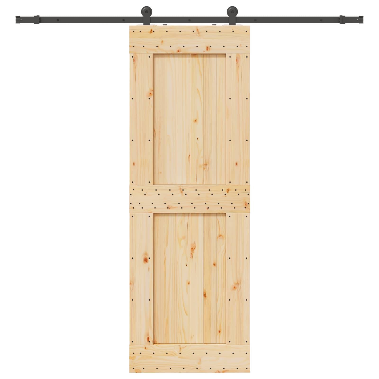 vidaXL Schiebetür NARVIK Natürlich und Schwarz 80 x 210 cm (213,5 cm)