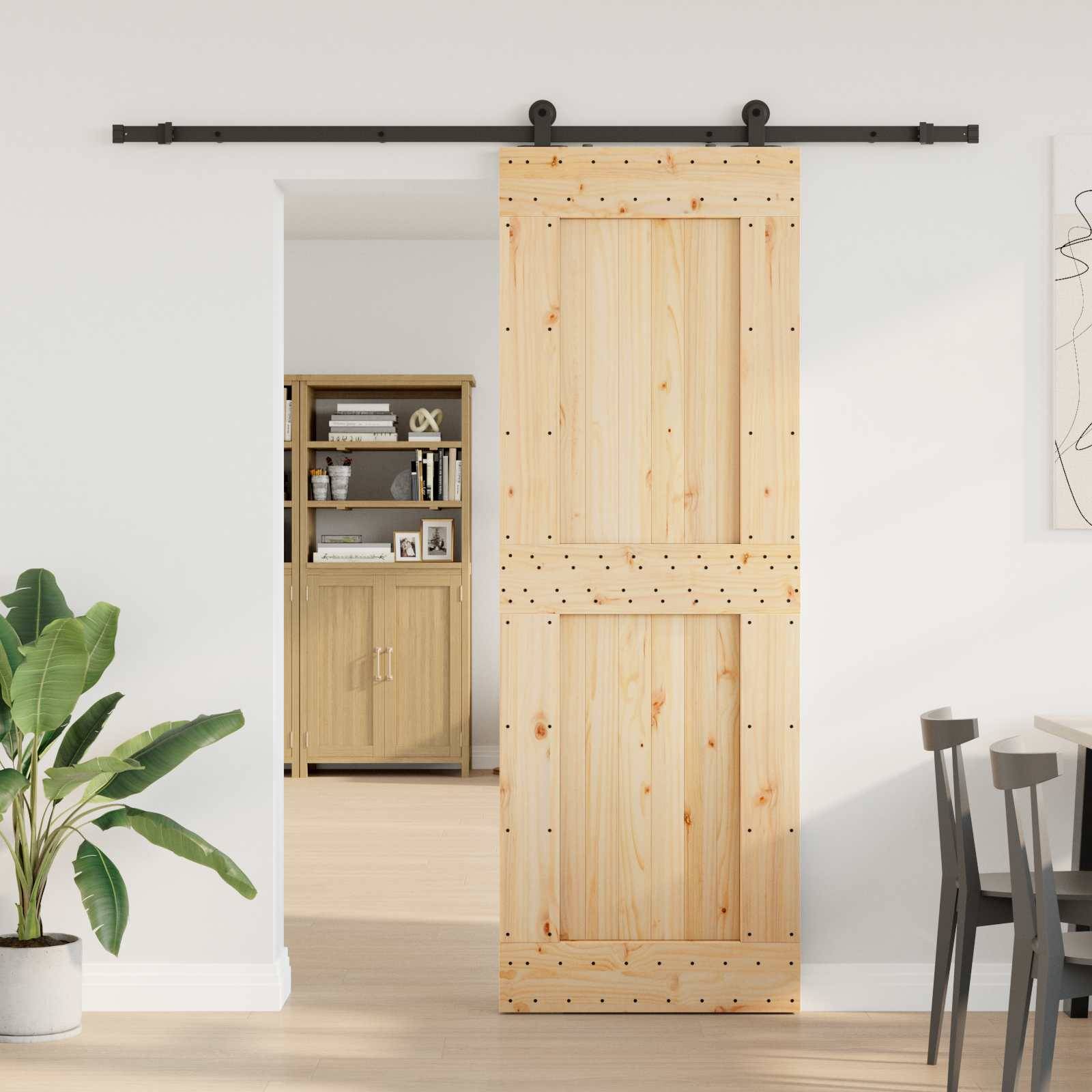 vidaXL Schiebetür NARVIK Natürlich und Schwarz 80 x 210 cm (213,5 cm)
