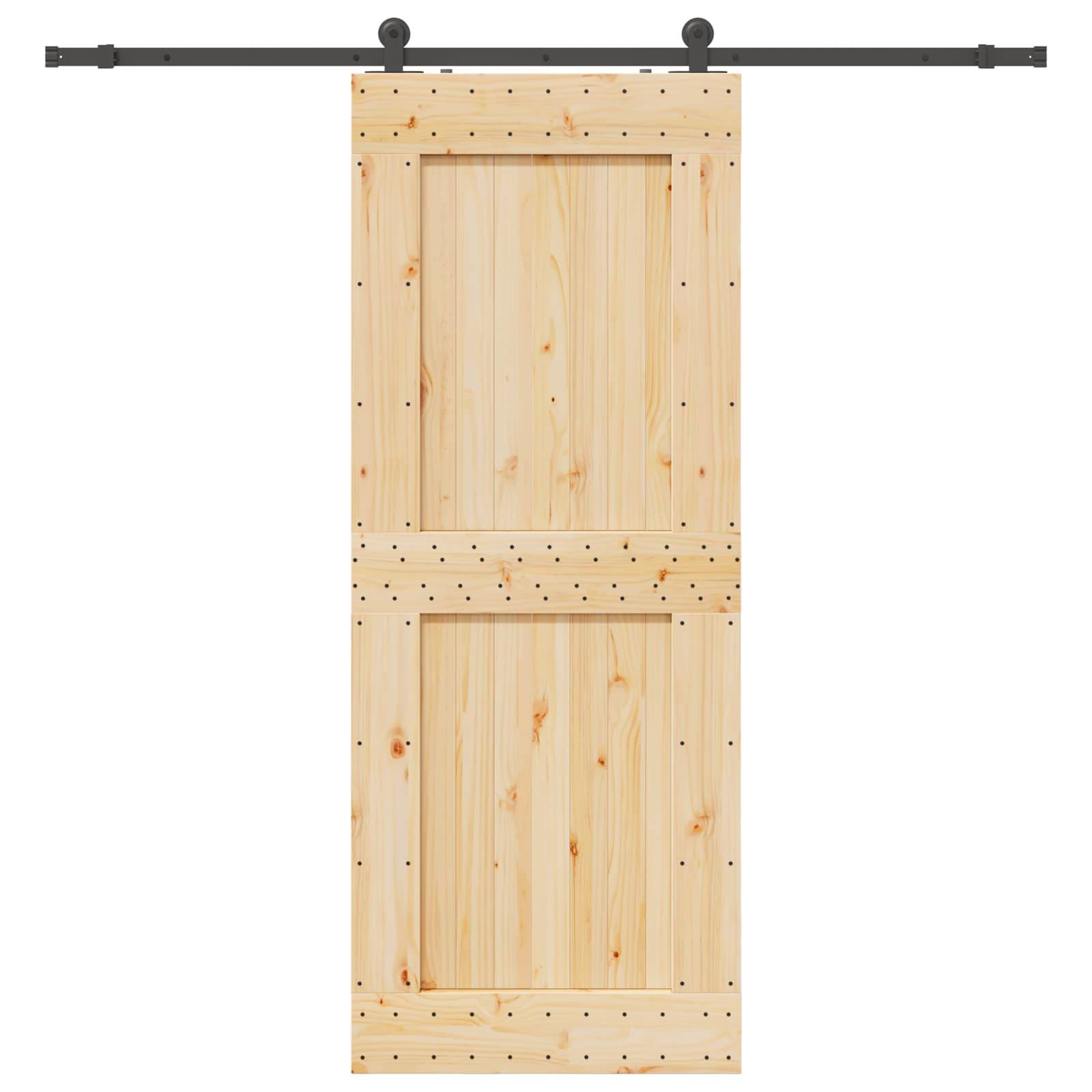 vidaXL Schiebetür NARVIK Natürlich und Schwarz 90 x 210 cm (213,5 cm)