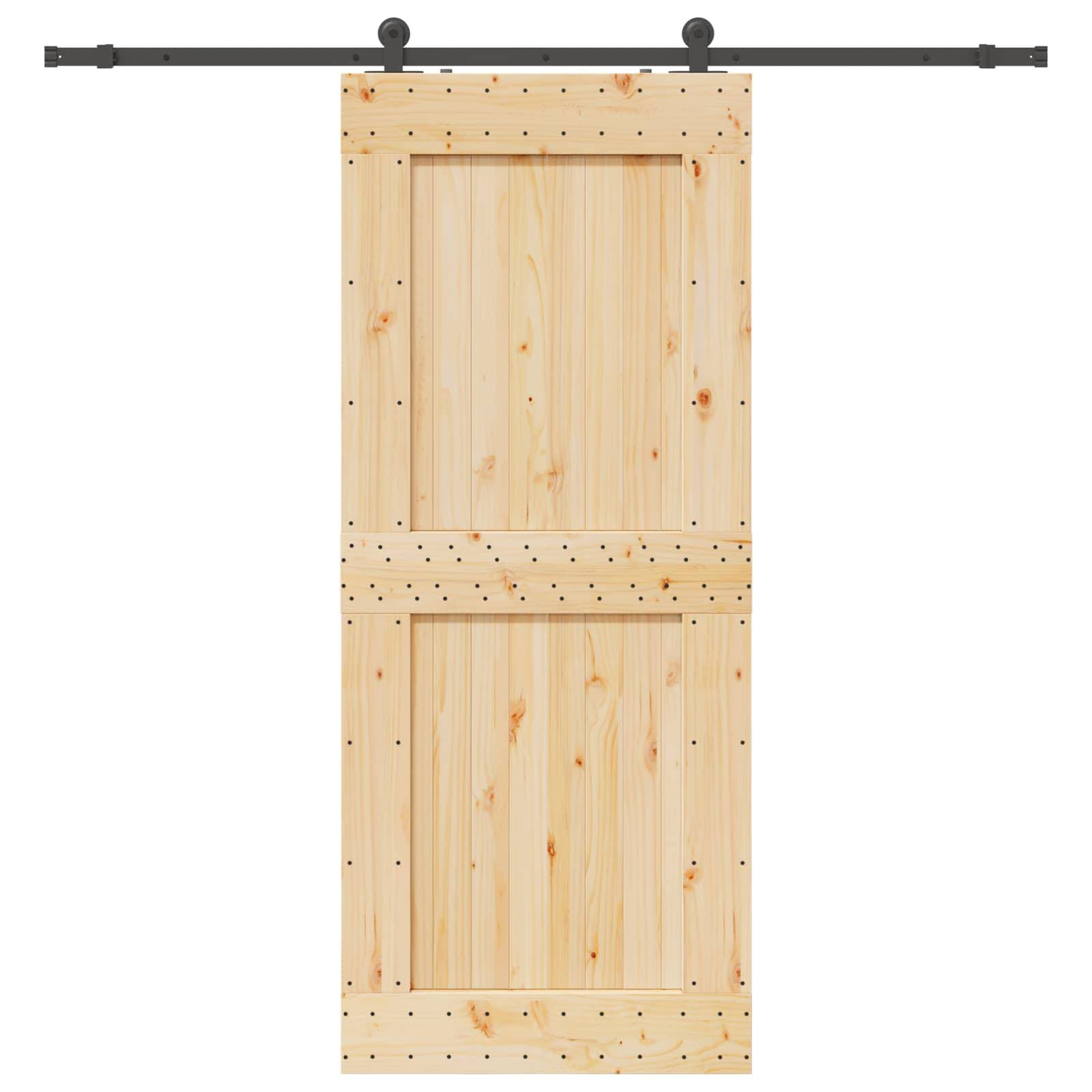 vidaXL Schiebetür NARVIK Natürlich und Schwarz 95 x 210 cm (213,5 cm)