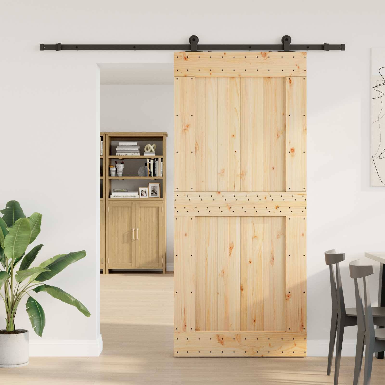 vidaXL Schiebetür NARVIK Natürlich und Schwarz 100 x 210 cm (213,5 cm)