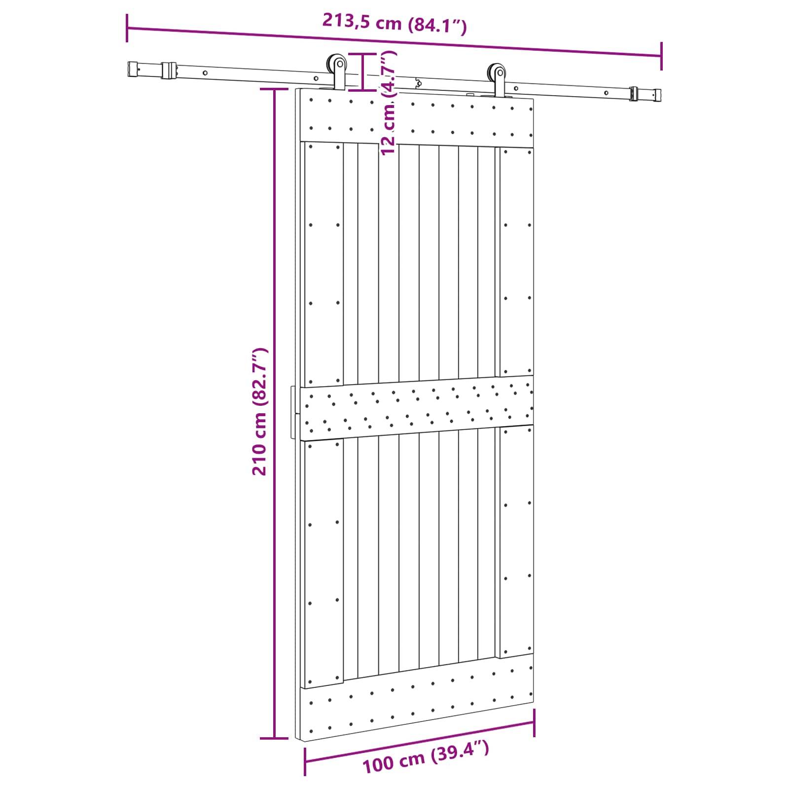 vidaXL Schiebetür NARVIK Natürlich und Schwarz 100 x 210 cm (213,5 cm)