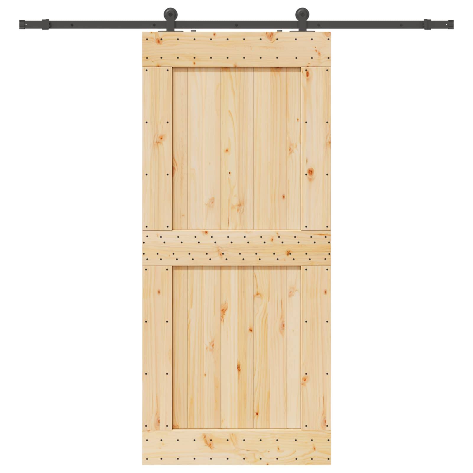 vidaXL Schiebetür NARVIK Natürlich und Schwarz 100 x 210 cm (213,5 cm)