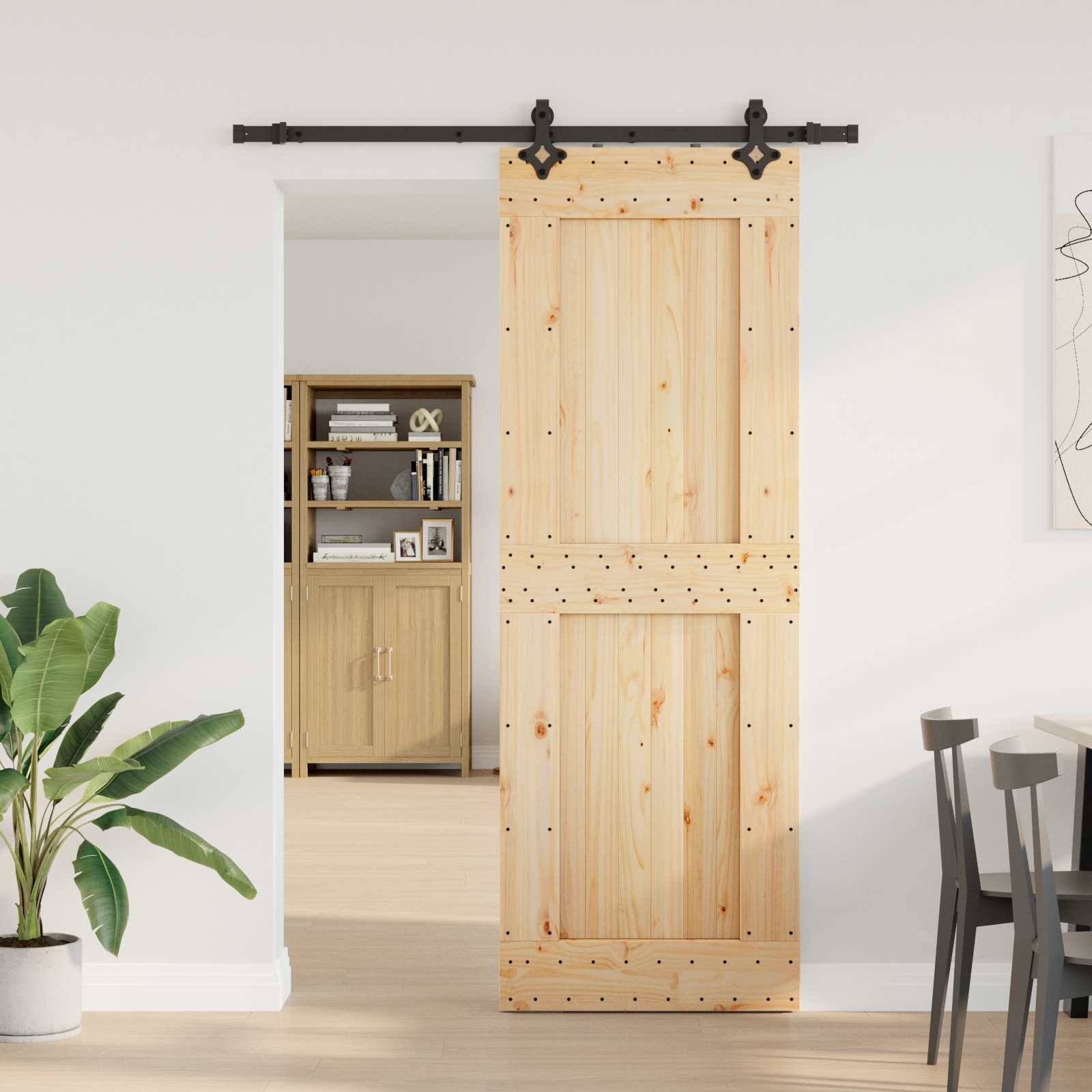 vidaXL Schiebetür NARVIK Natürlich und Schwarz 80 x 210 cm (152,5 cm)