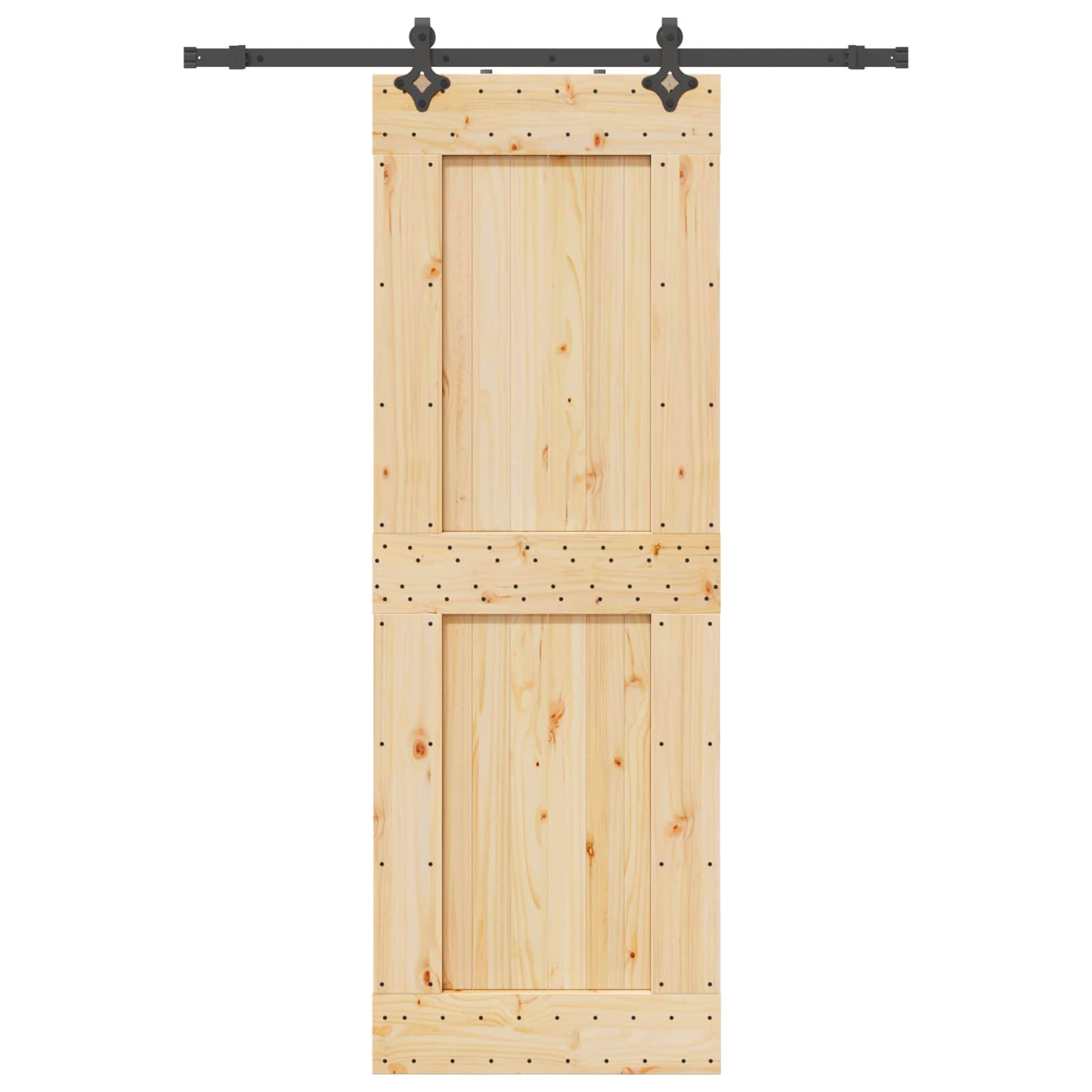 vidaXL Schiebetür NARVIK Natürlich und Schwarz 80 x 210 cm (152,5 cm)