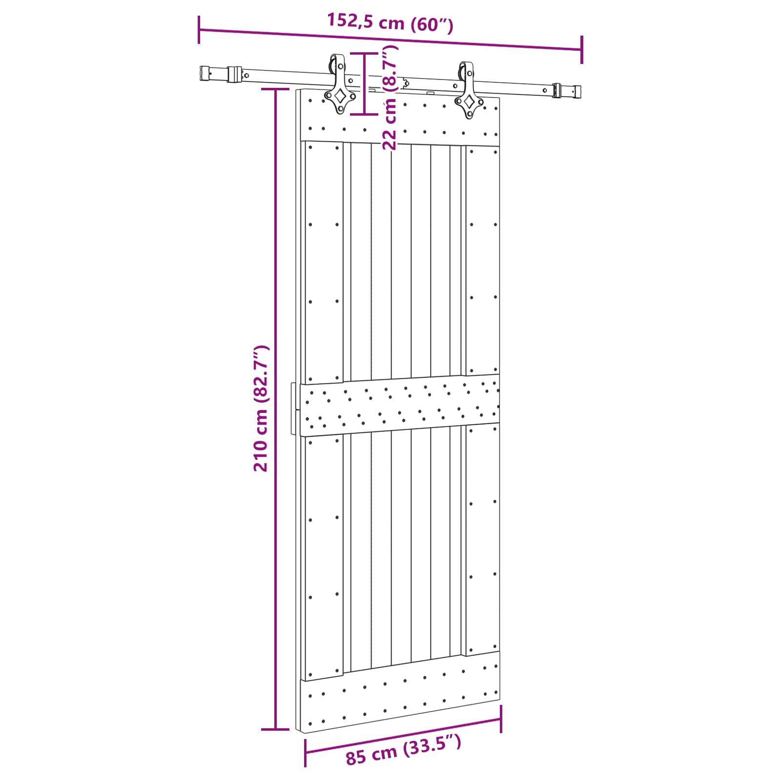 vidaXL Schiebetür NARVIK Natürlich und Schwarz 85 x 210 cm (152,5 cm)