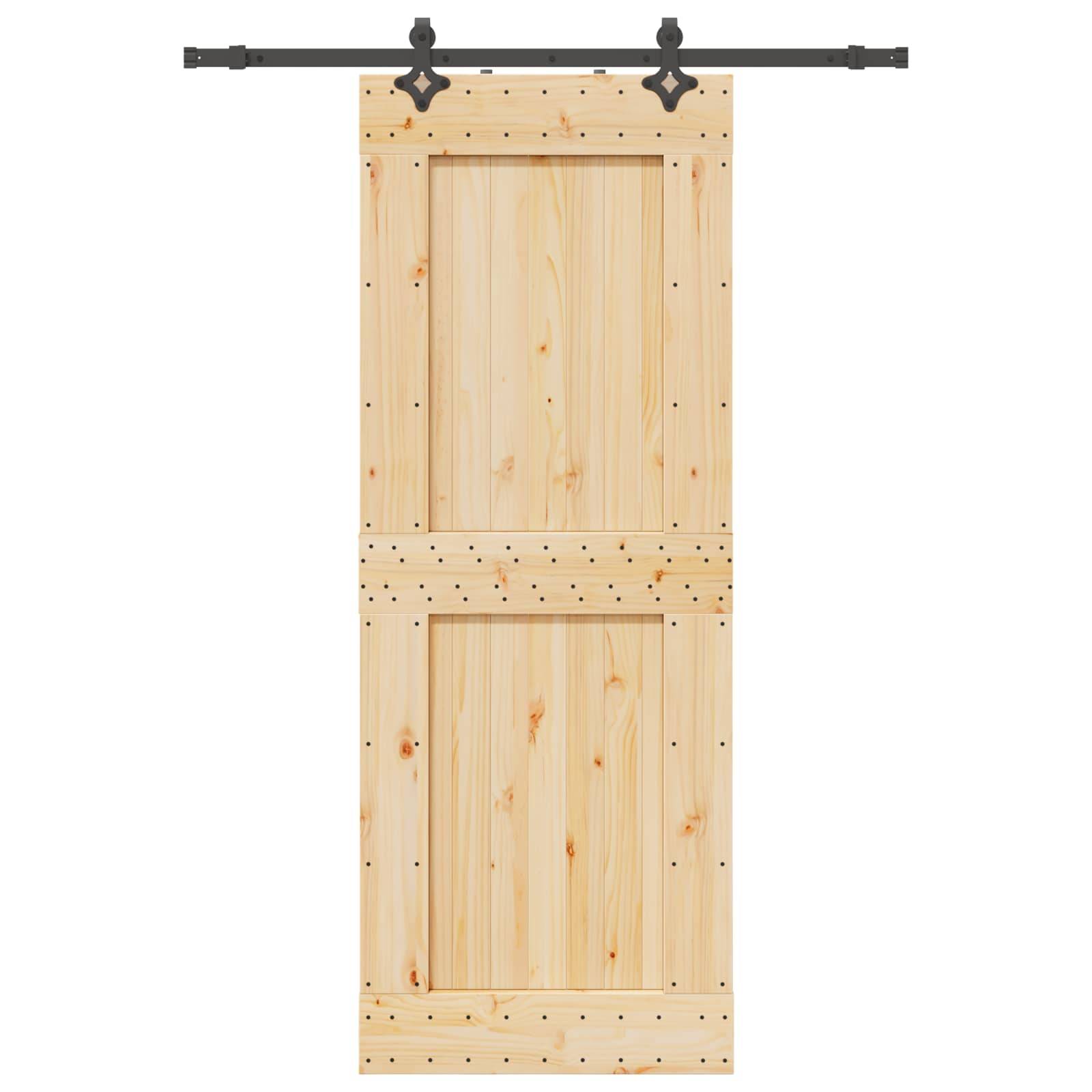 vidaXL Schiebetür NARVIK Natürlich und Schwarz 85 x 210 cm (152,5 cm)
