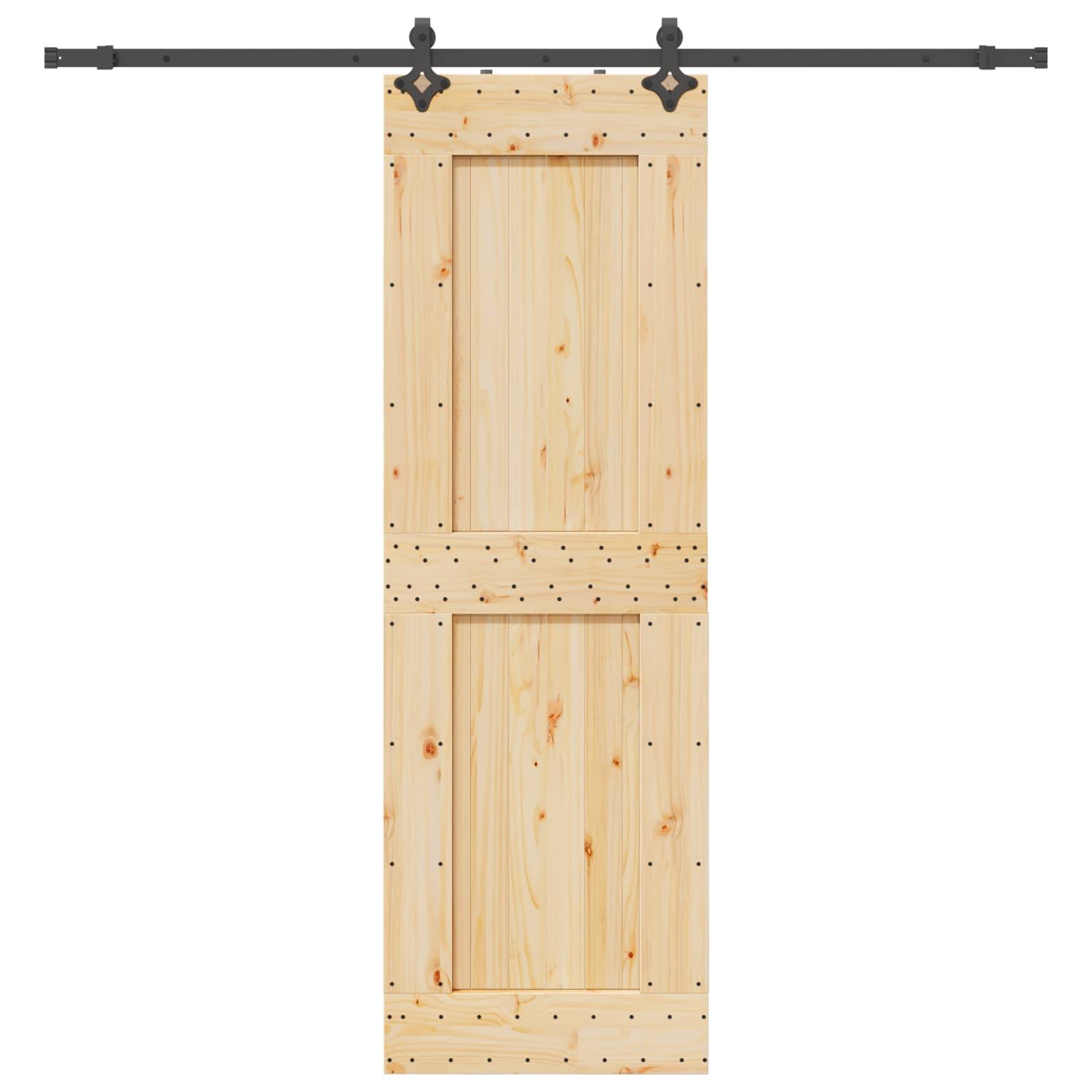vidaXL Schiebetür NARVIK Natürlich und Schwarz 70 x 210 cm (213,5 cm)