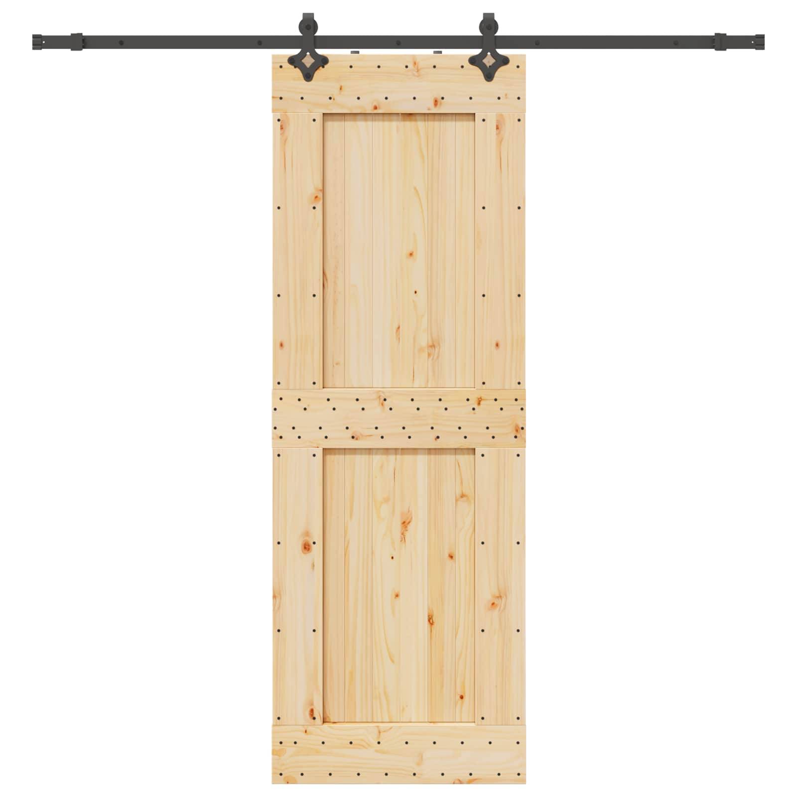 vidaXL Schiebetür NARVIK Natürlich und Schwarz 80 x 210 cm (213,5 cm)