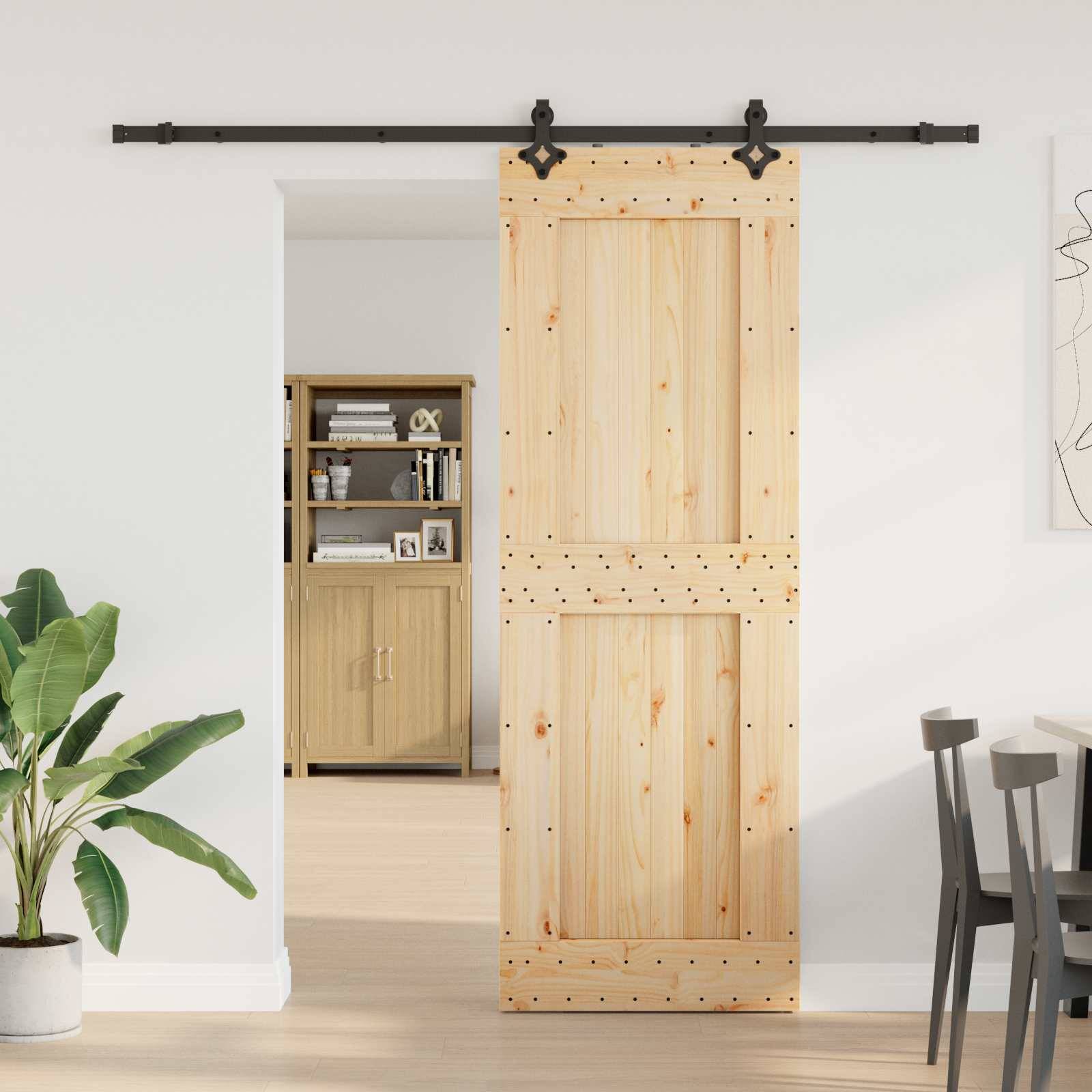 vidaXL Schiebetür NARVIK Natürlich und Schwarz 80 x 210 cm (213,5 cm)