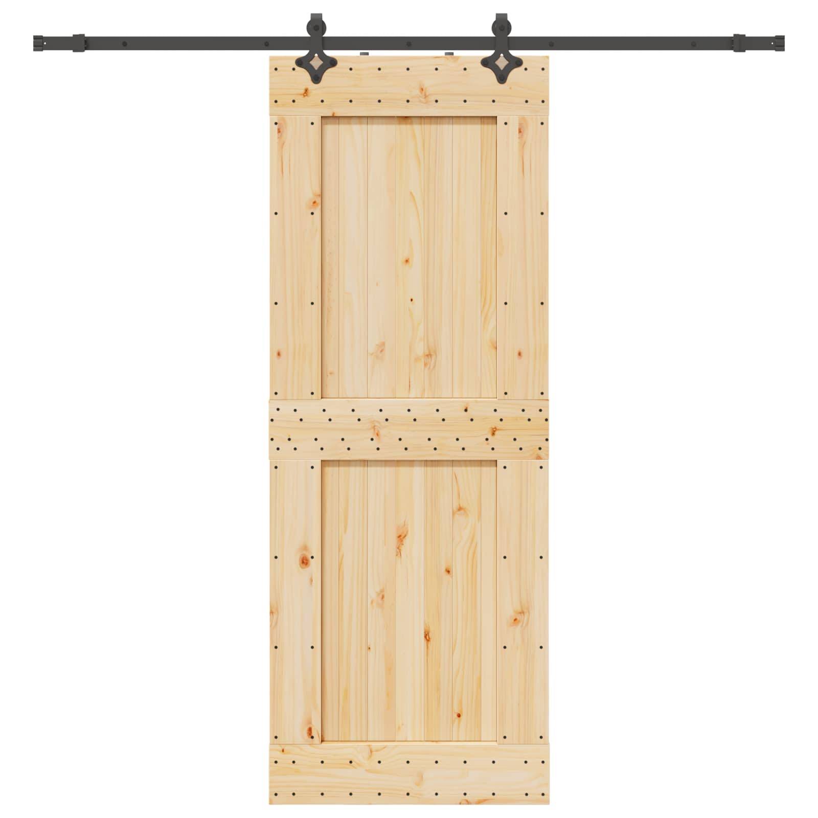 vidaXL Schiebetür NARVIK Natürlich und Schwarz 85 x 210 cm (213,5 cm)