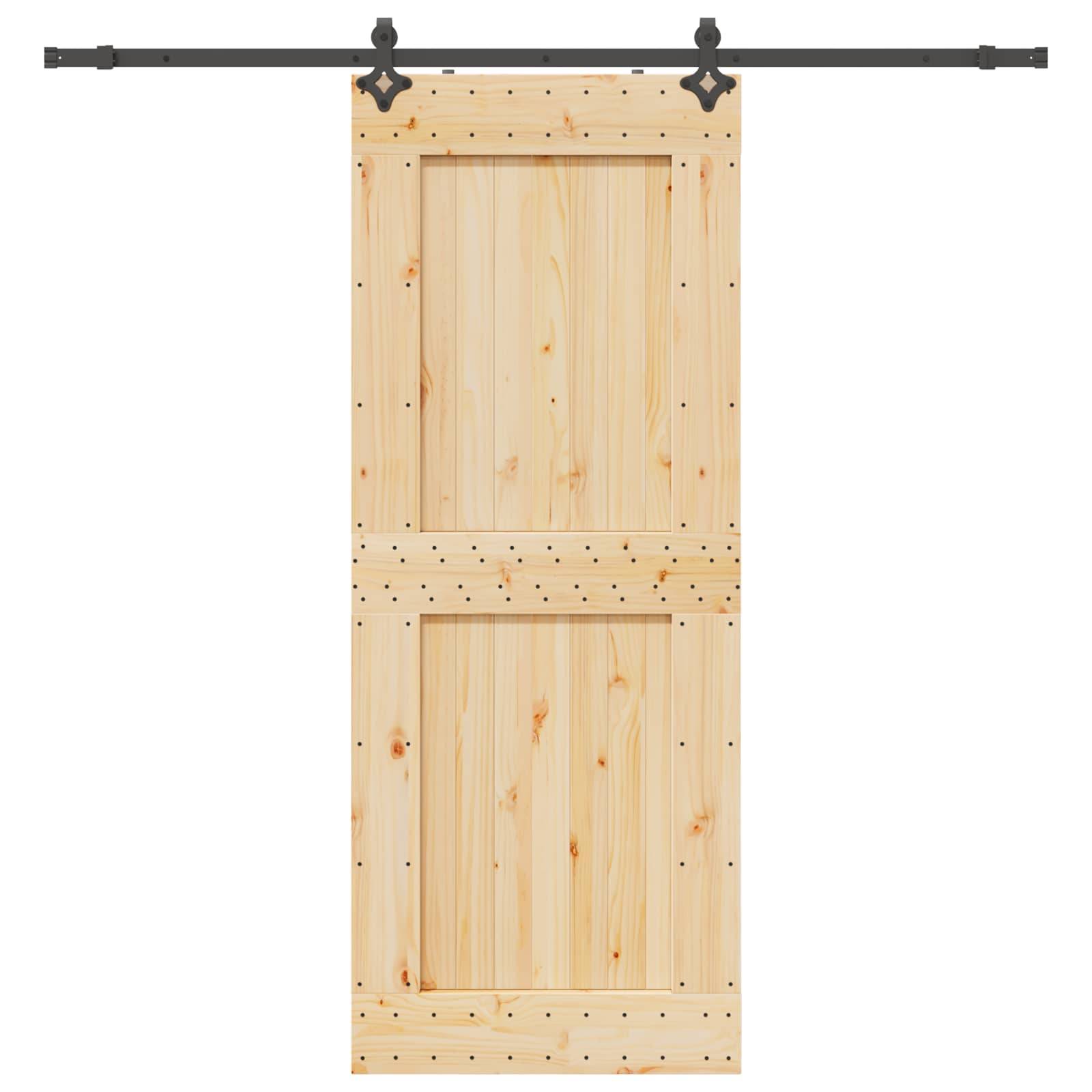 vidaXL Schiebetür NARVIK Natürlich und Schwarz 90 x 210 cm (213,5 cm)