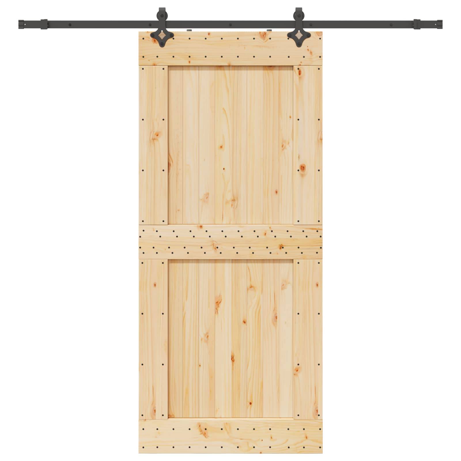 vidaXL Schiebetür NARVIK Natürlich und Schwarz 100 x 210 cm (213,5 cm)