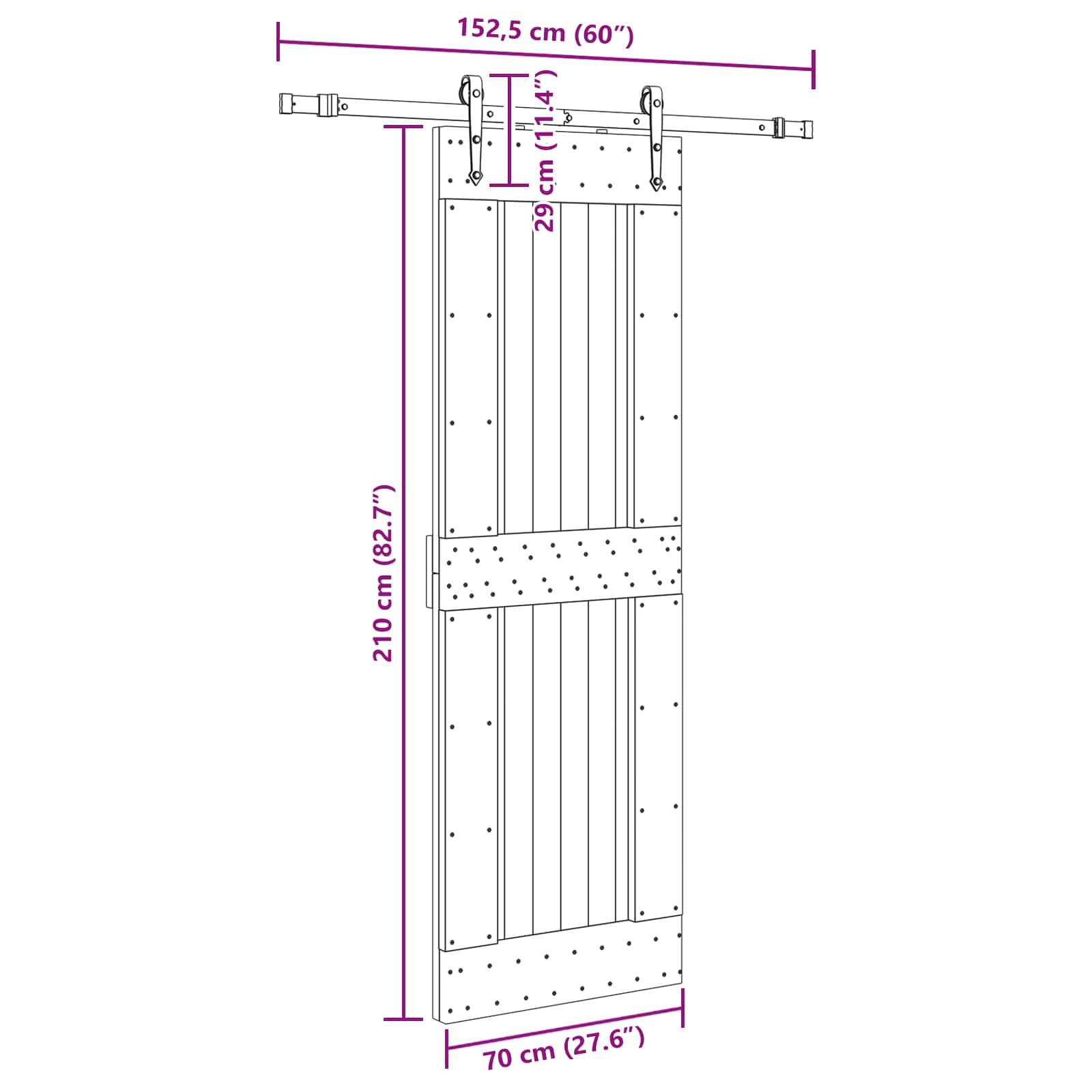 vidaXL Schiebetür NARVIK Natürlich und Schwarz 70 x 210 cm (152,5 cm)