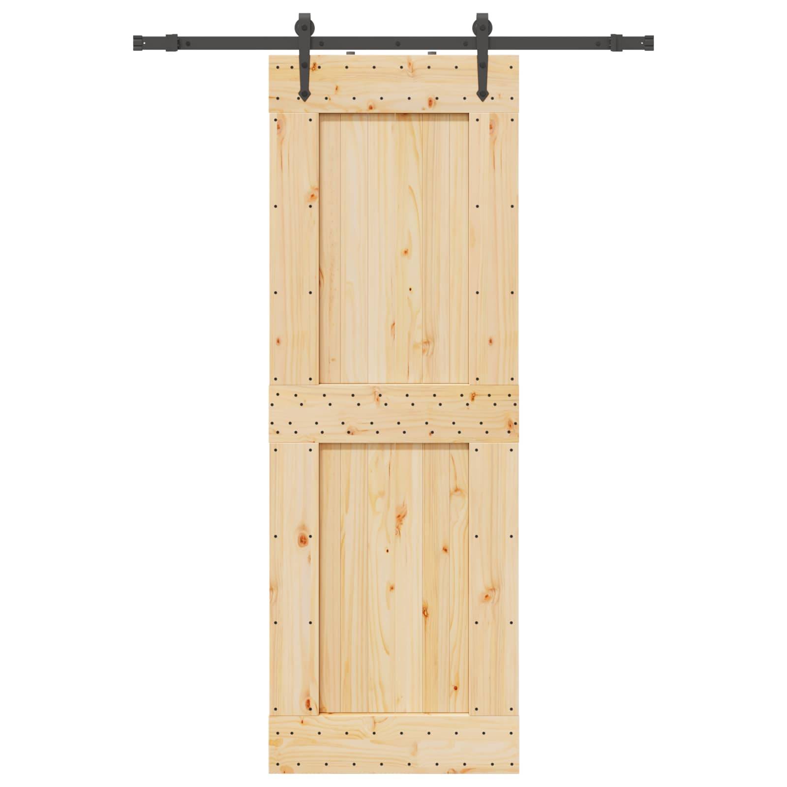 vidaXL Schiebetür NARVIK Natürlich und Schwarz 80 x 210 cm (152,5 cm)