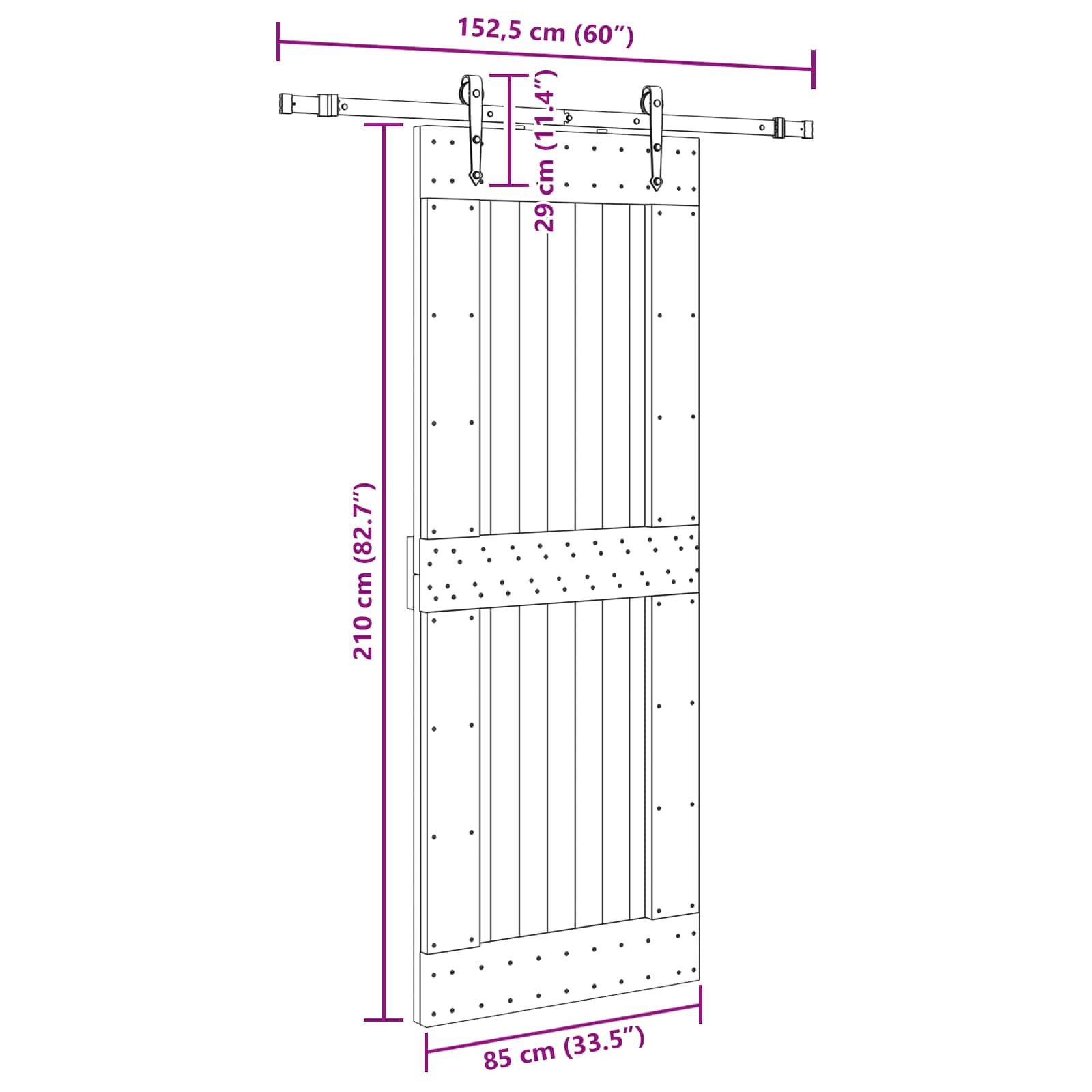 vidaXL Schiebetür NARVIK Natürlich und Schwarz 85 x 210 cm (152,5 cm)