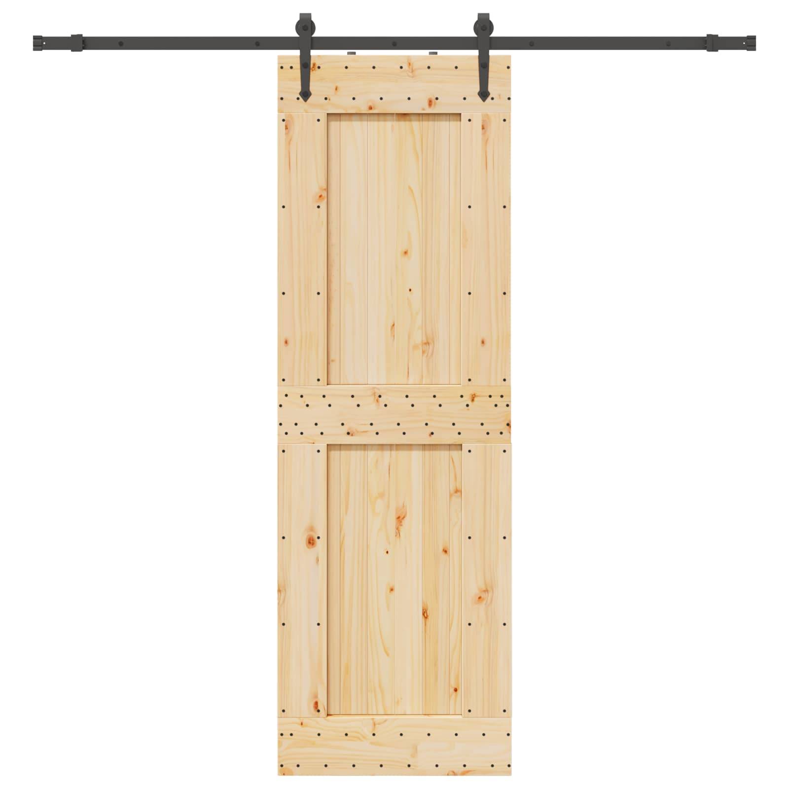 vidaXL Schiebetür NARVIK Natürlich und Schwarz 70 x 210 cm (213,5 cm)