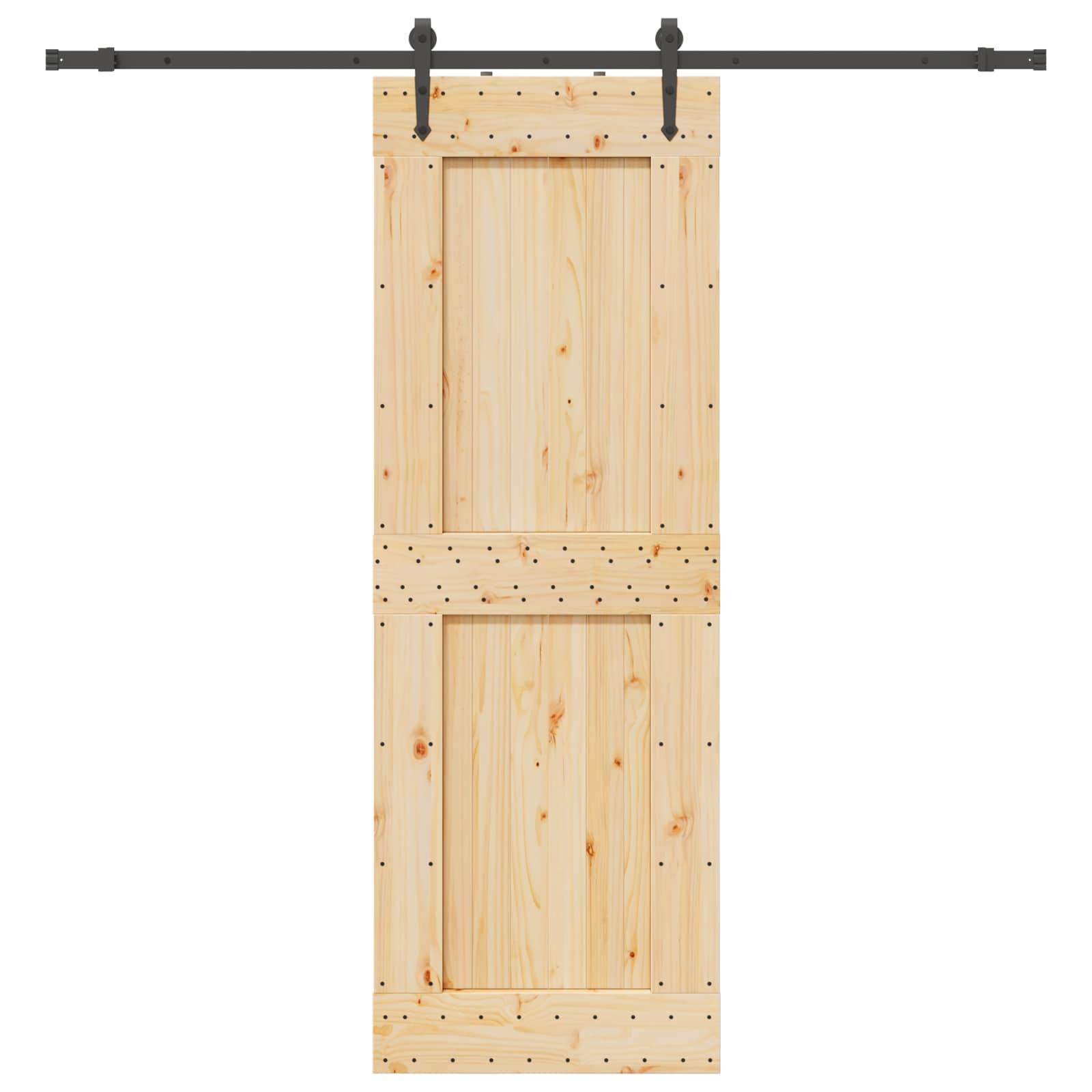 vidaXL Schiebetür NARVIK Natürlich und Schwarz 80 x 210 cm (213,5 cm)