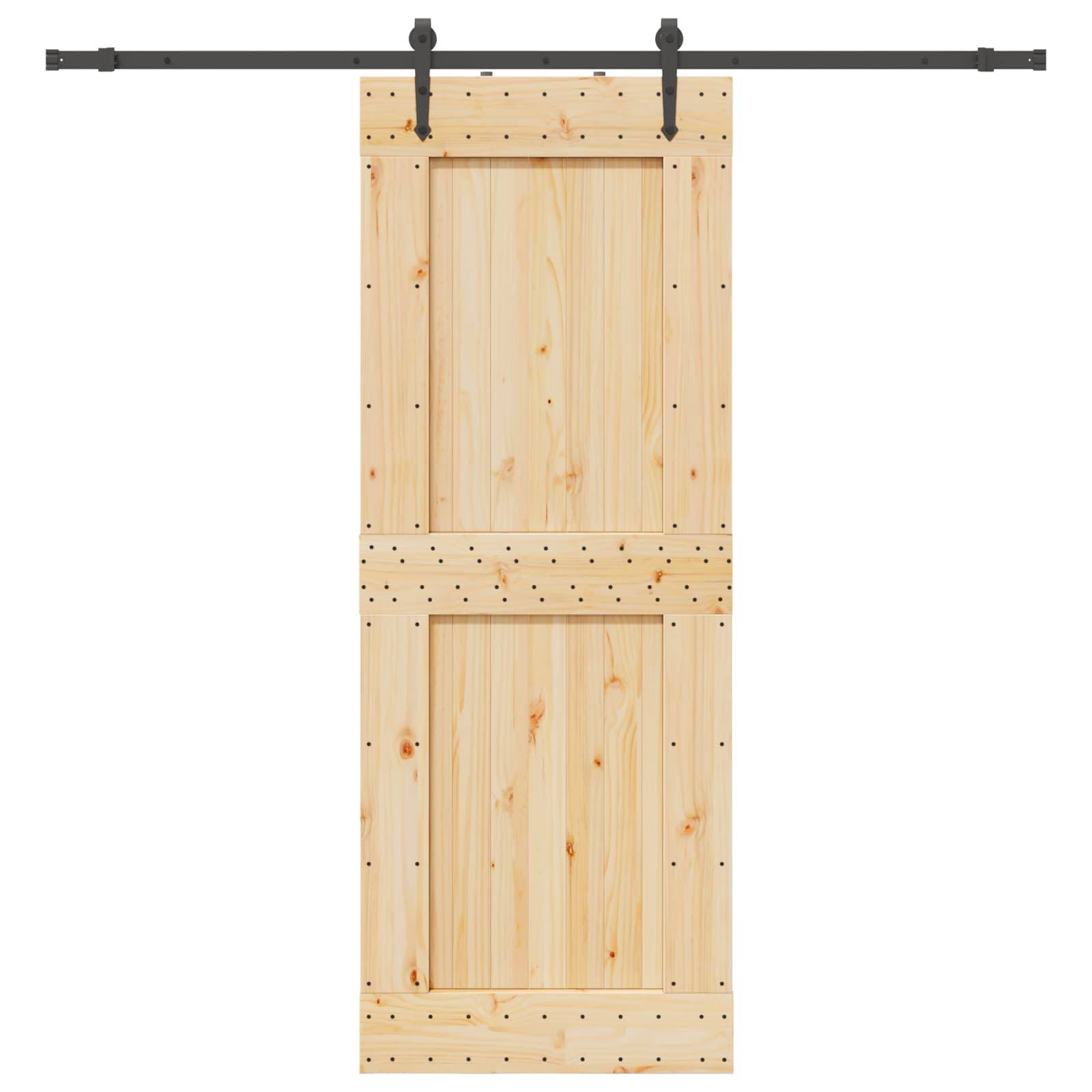 vidaXL Schiebetür NARVIK Natürlich und Schwarz 85 x 210 cm (213,5 cm)