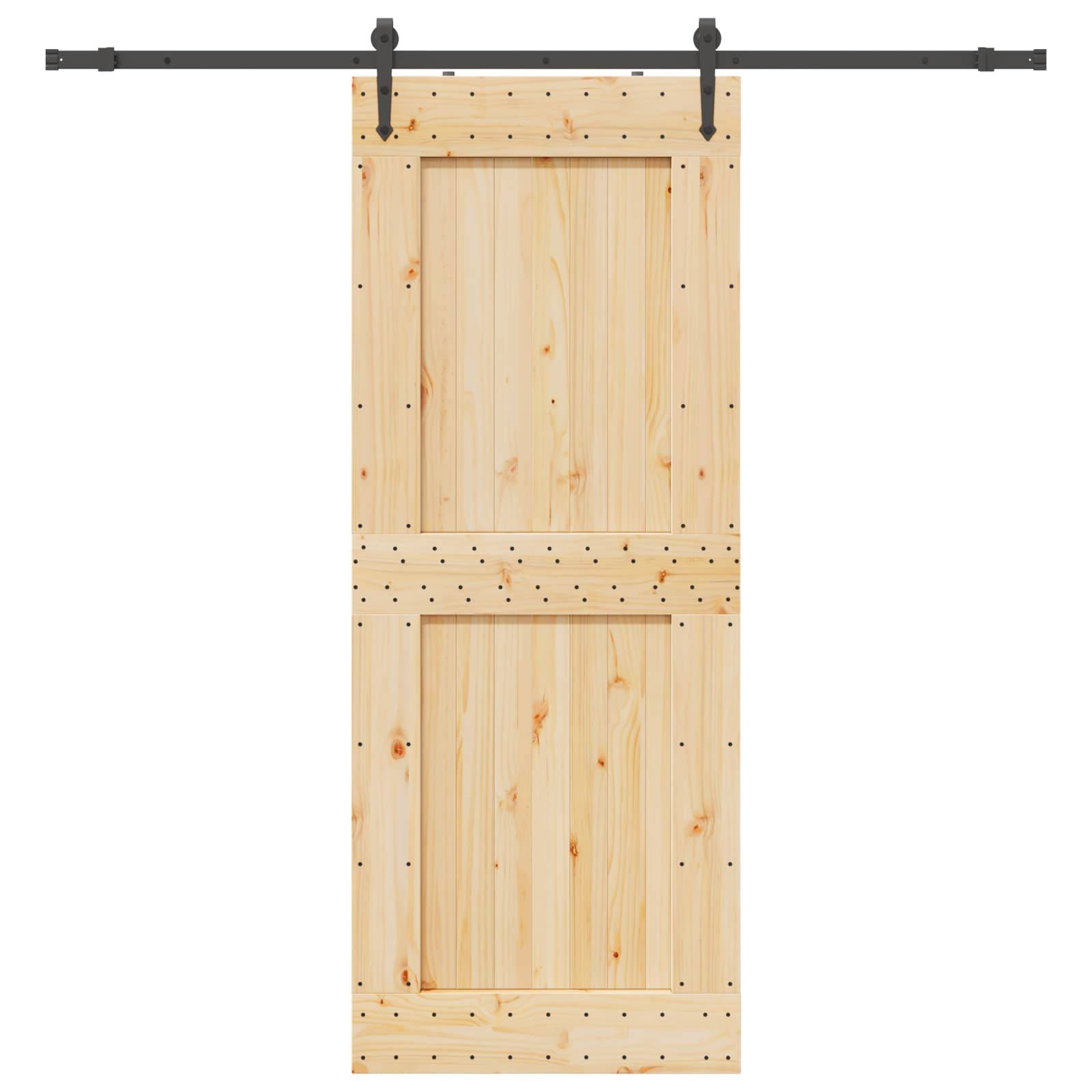 vidaXL Schiebetür NARVIK Natürlich und Schwarz 90 x 210 cm (213,5 cm)