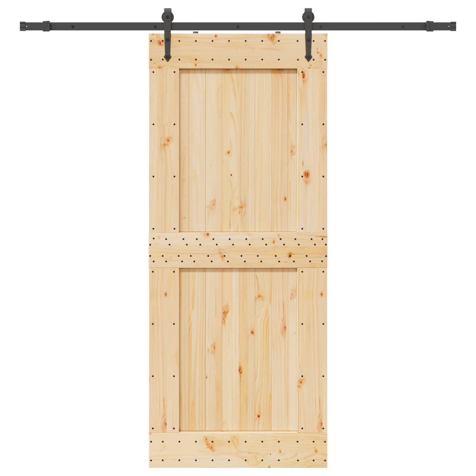 vidaXL Schiebetür NARVIK Natürlich und Schwarz 95 x 210 cm (213,5 cm)