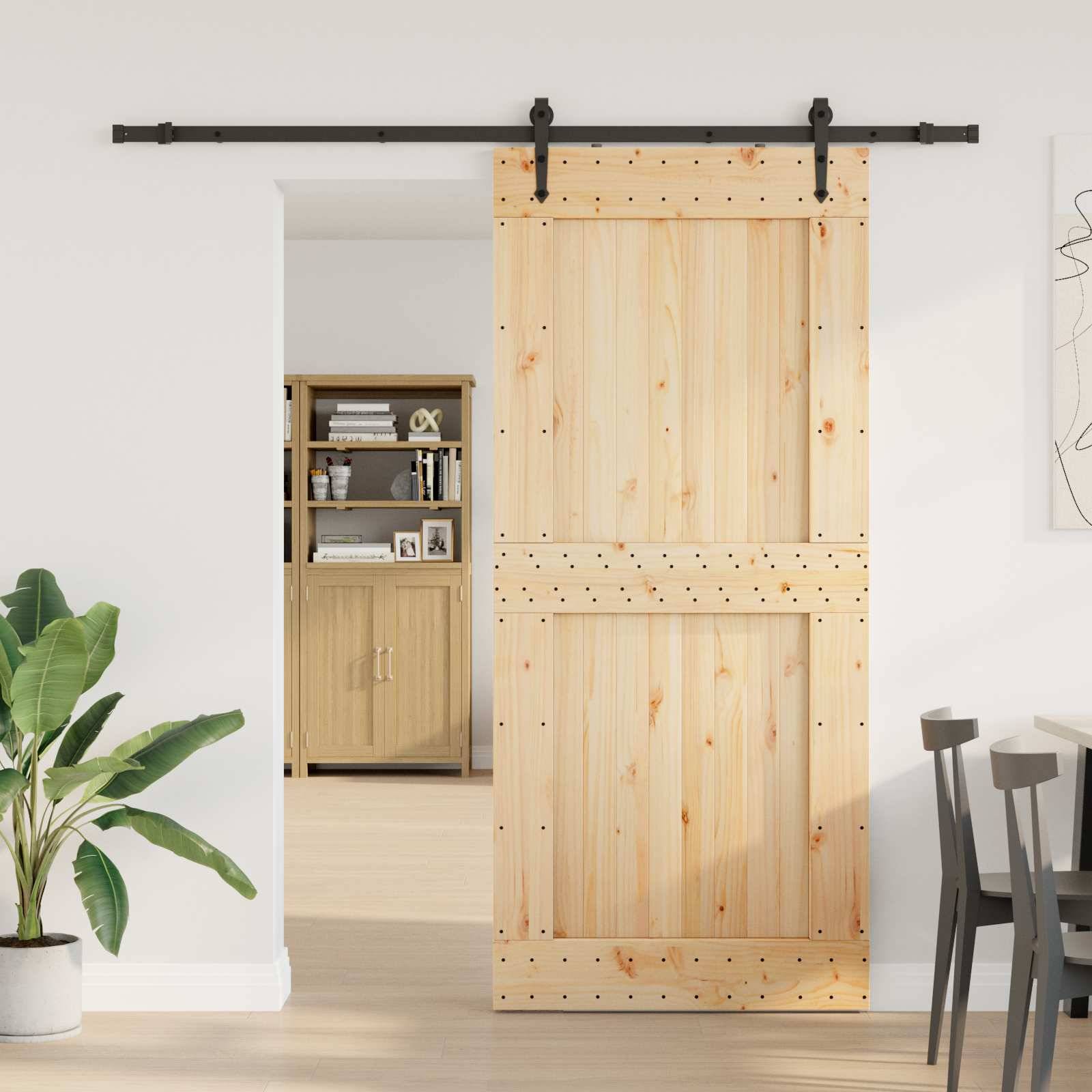 vidaXL Schiebetür NARVIK Natürlich und Schwarz 100 x 210 cm (213,5 cm)