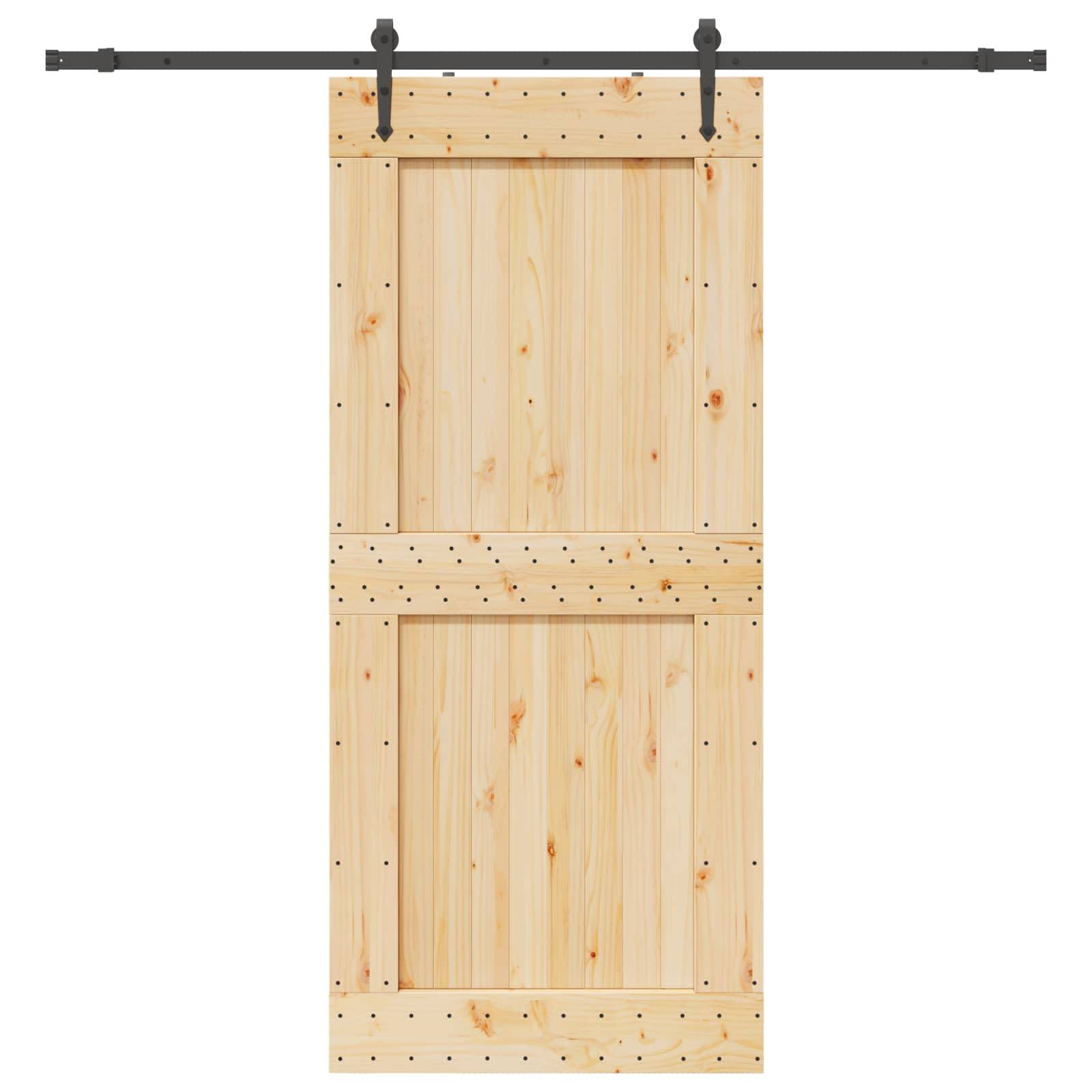 vidaXL Schiebetür NARVIK Natürlich und Schwarz 100 x 210 cm (213,5 cm)