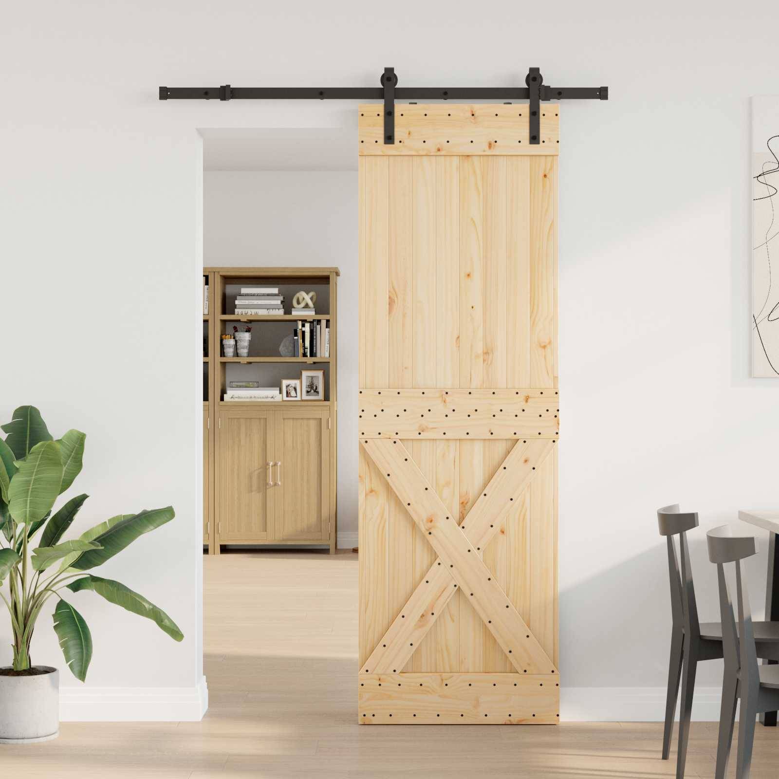 vidaXL Schiebetür NARVIK Natürlich und Schwarz 70 x 210 cm (152,5 cm)