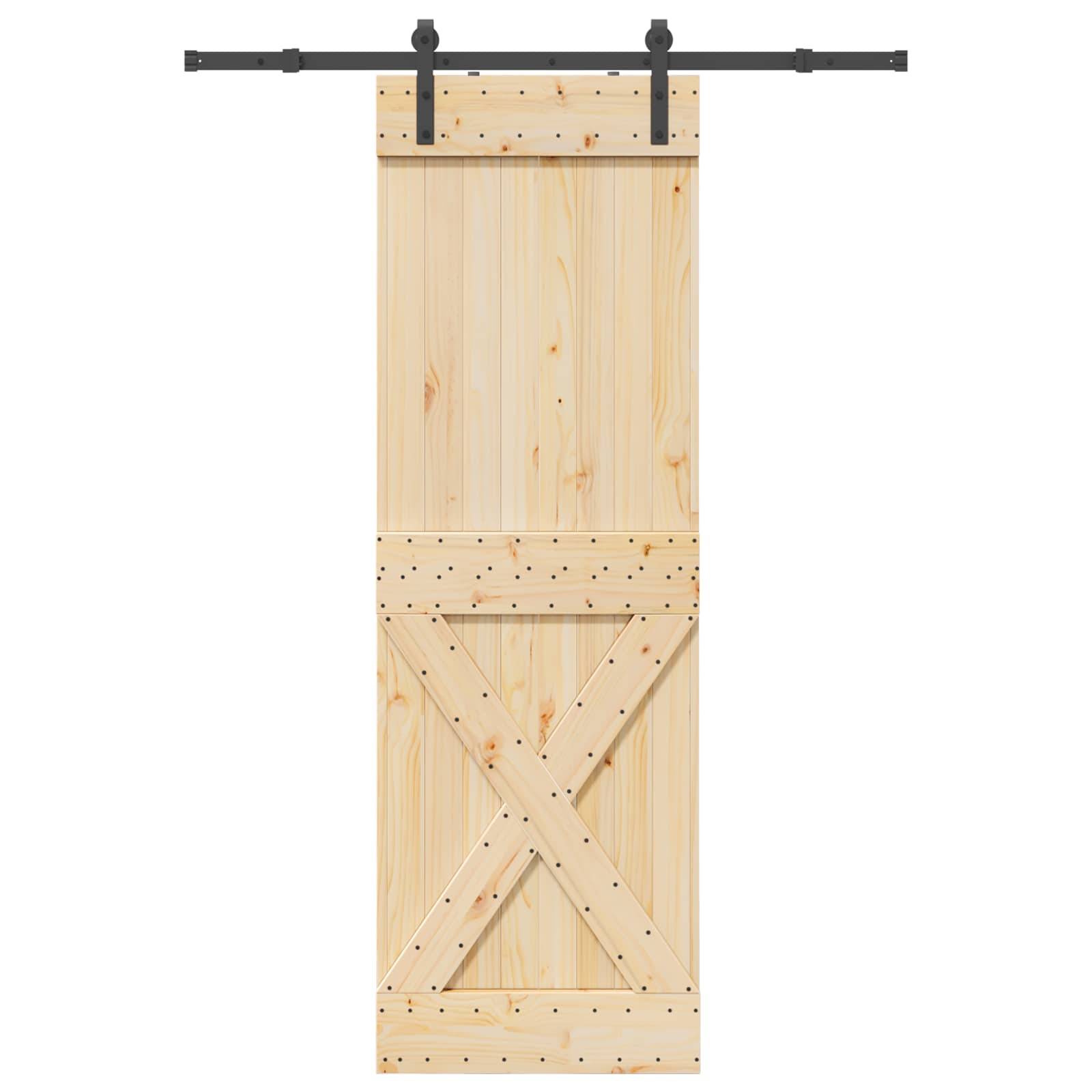vidaXL Schiebetür NARVIK Natürlich und Schwarz 70 x 210 cm (152,5 cm)