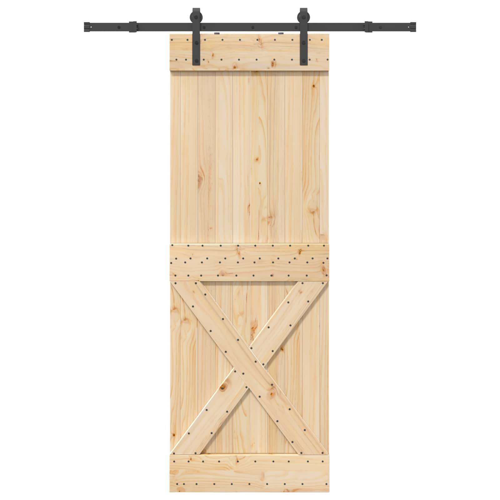 vidaXL Schiebetür NARVIK Natürlich und Schwarz 80 x 210 cm (152,5 cm)