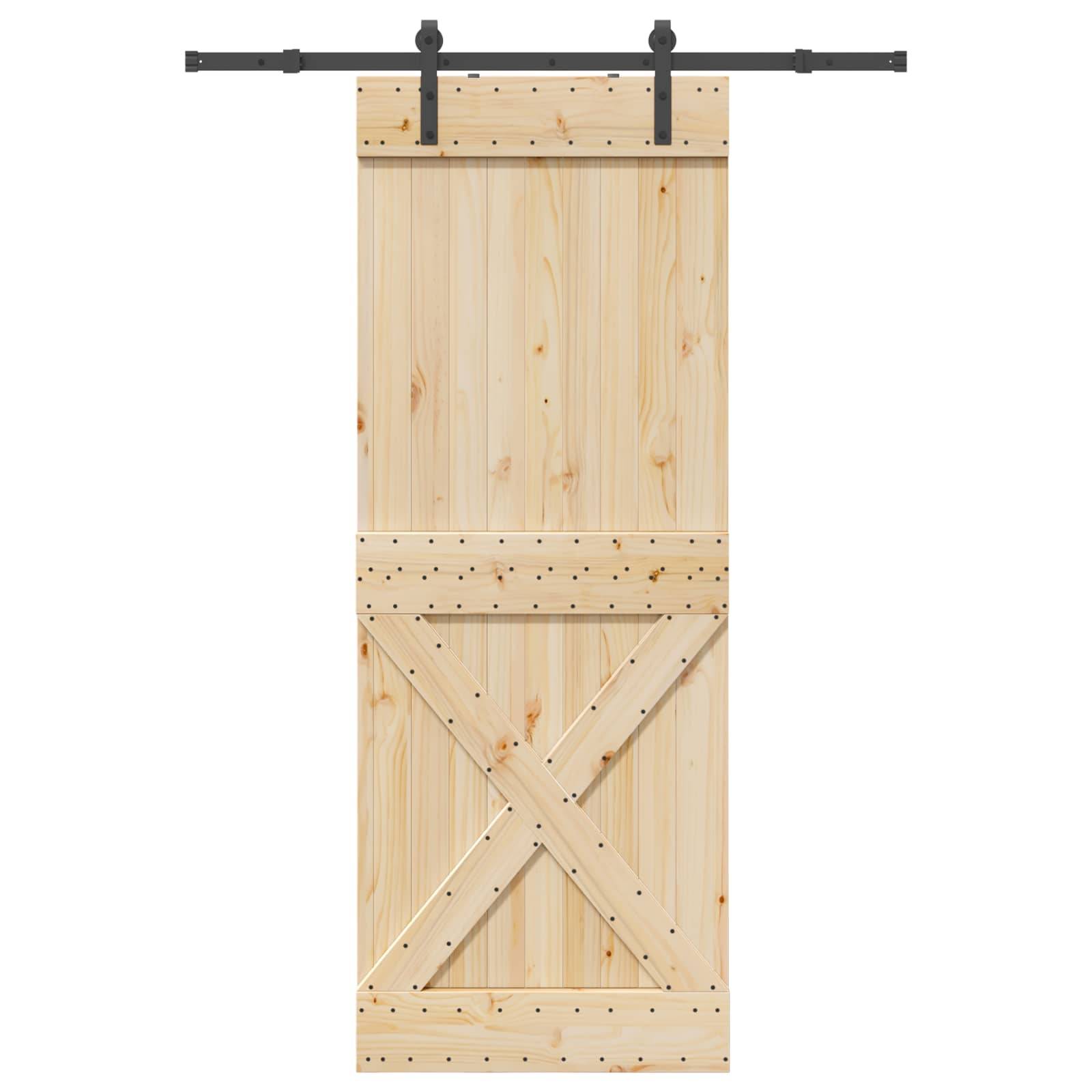 vidaXL Schiebetür NARVIK Natürlich und Schwarz 85 x 210 cm (152,5 cm)