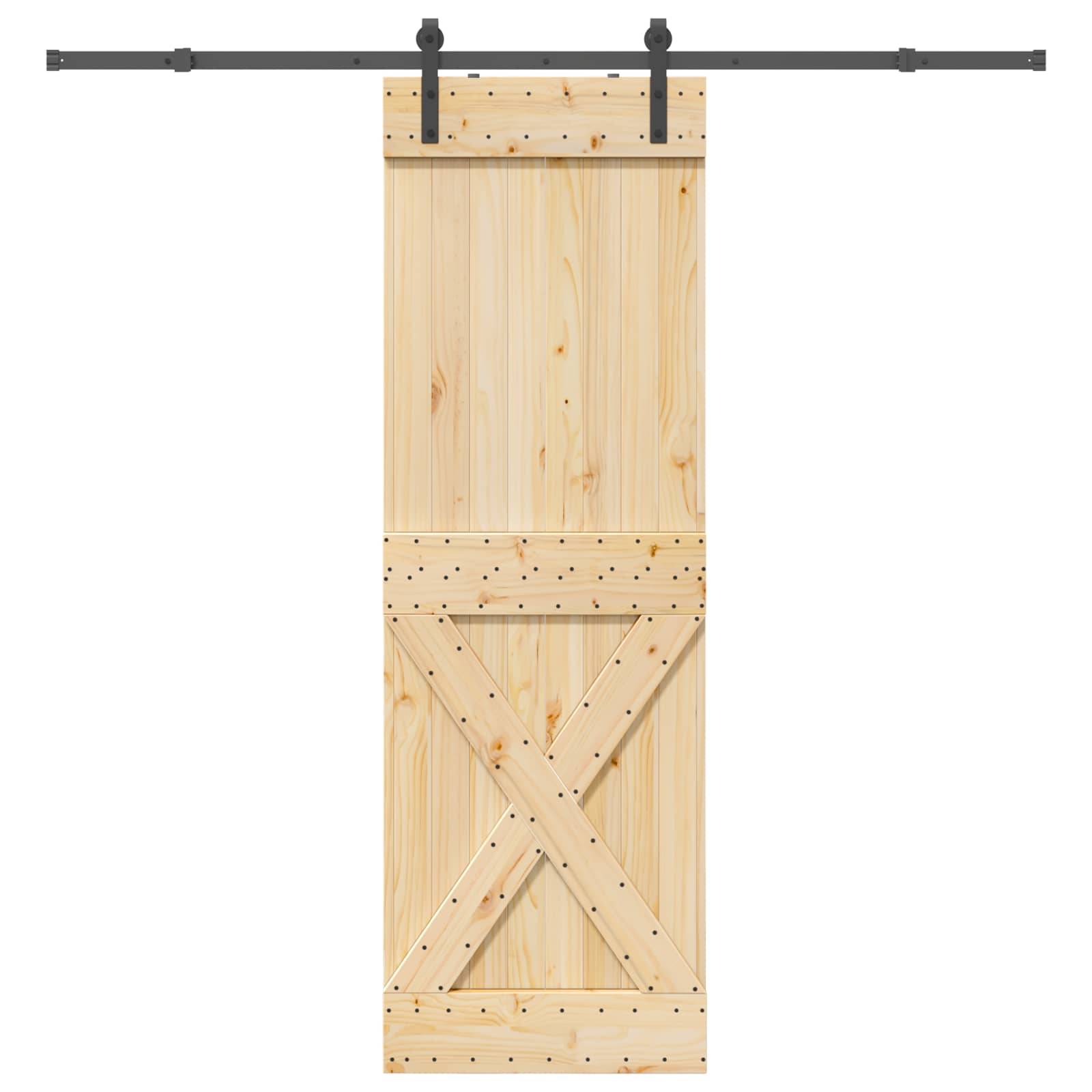 vidaXL Schiebetür NARVIK Natürlich und Schwarz 70 x 210 cm (213,5 cm)