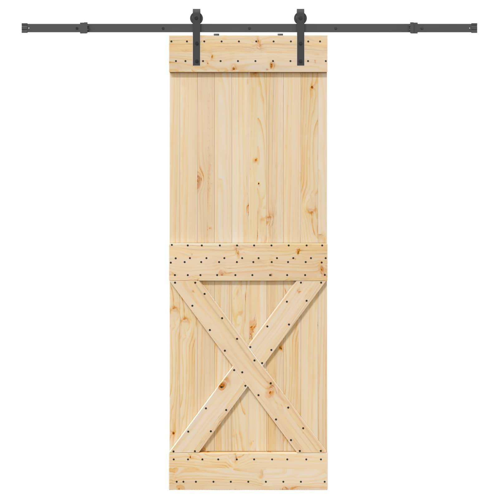 vidaXL Schiebetür NARVIK Natürlich und Schwarz 80 x 210 cm (213,5 cm)