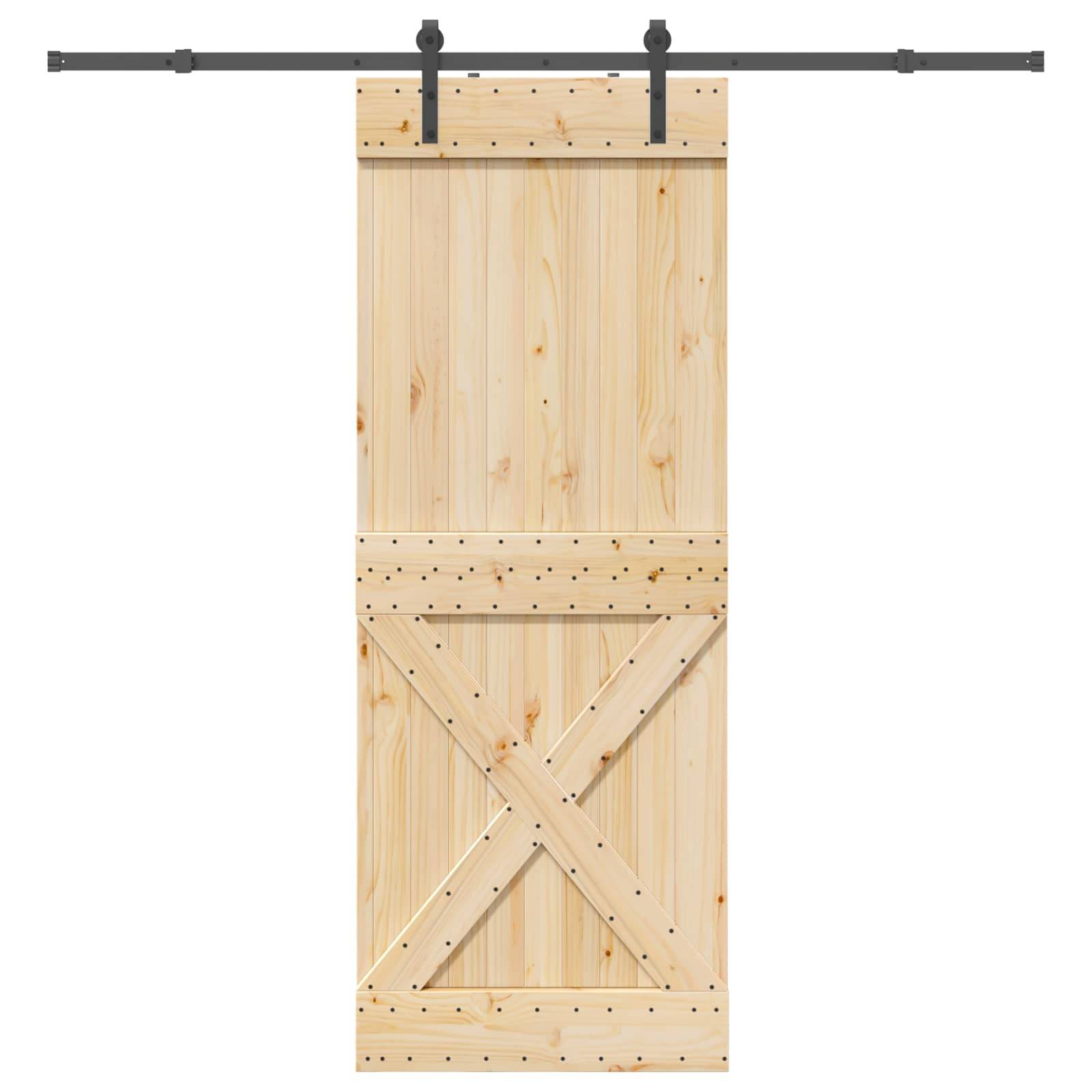 vidaXL Schiebetür NARVIK Natürlich und Schwarz 85 x 210 cm (213,5 cm)