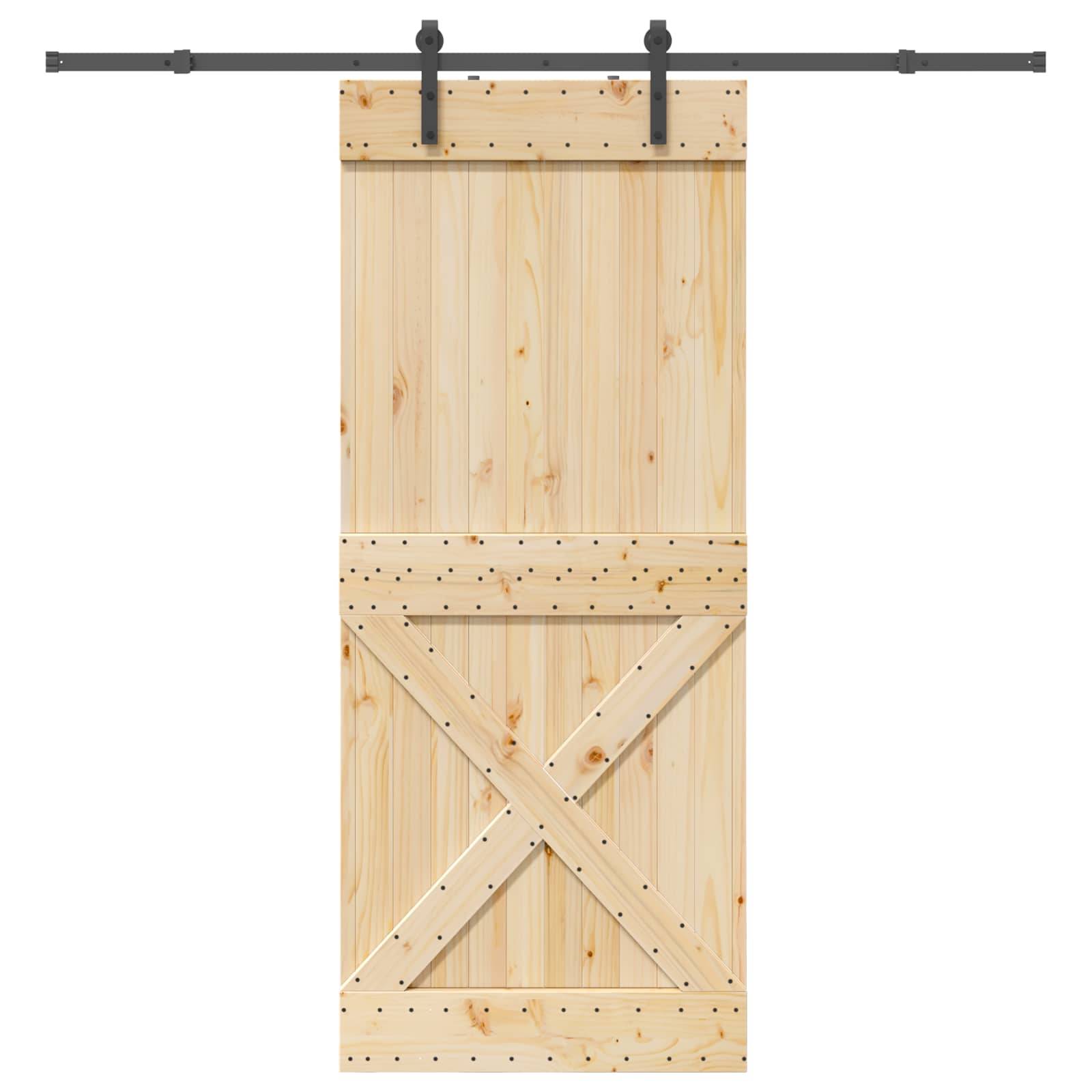 vidaXL Schiebetür NARVIK Natürlich und Schwarz 90 x 210 cm (213,5 cm)