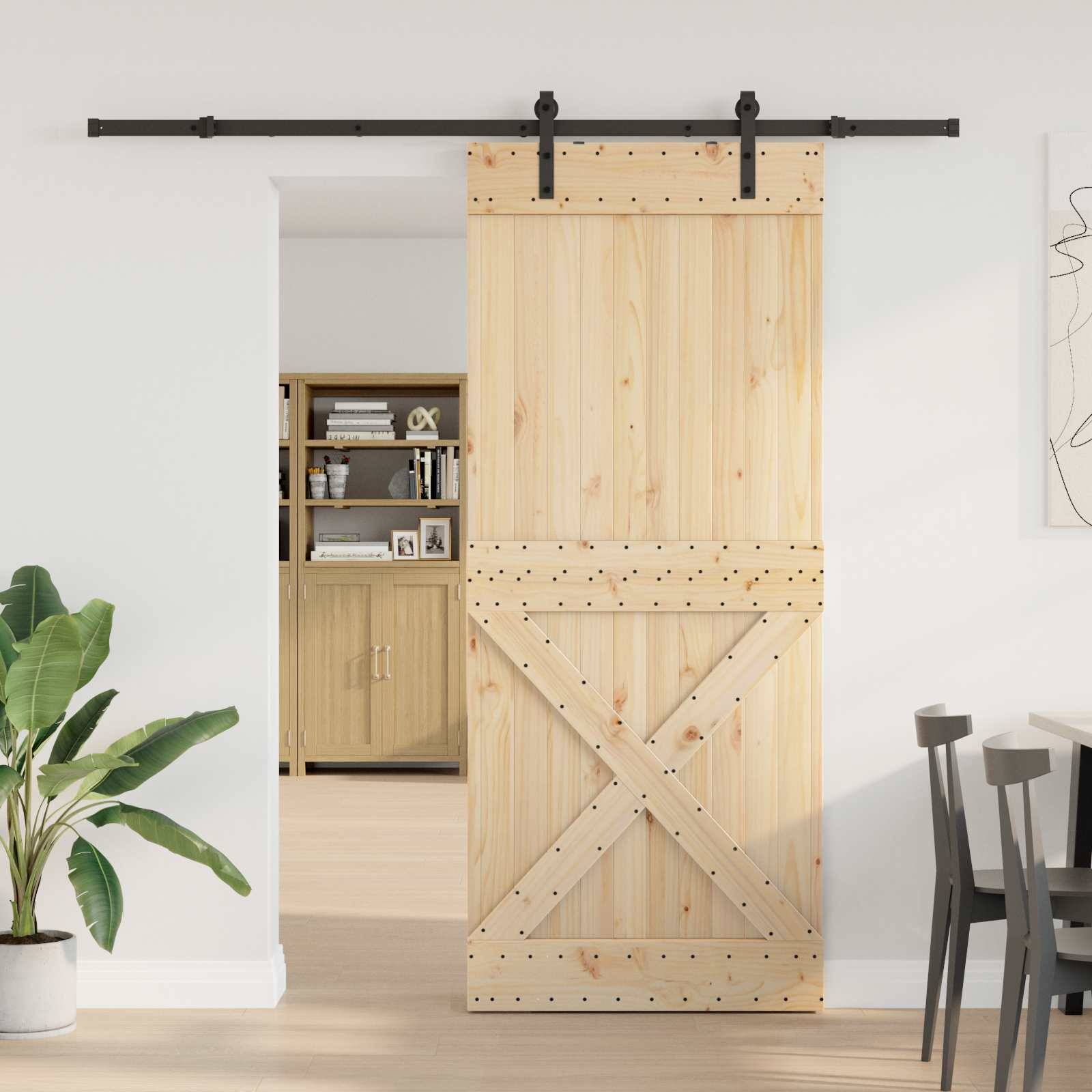 vidaXL Schiebetür NARVIK Natürlich und Schwarz 100 x 210 cm (213,5 cm)