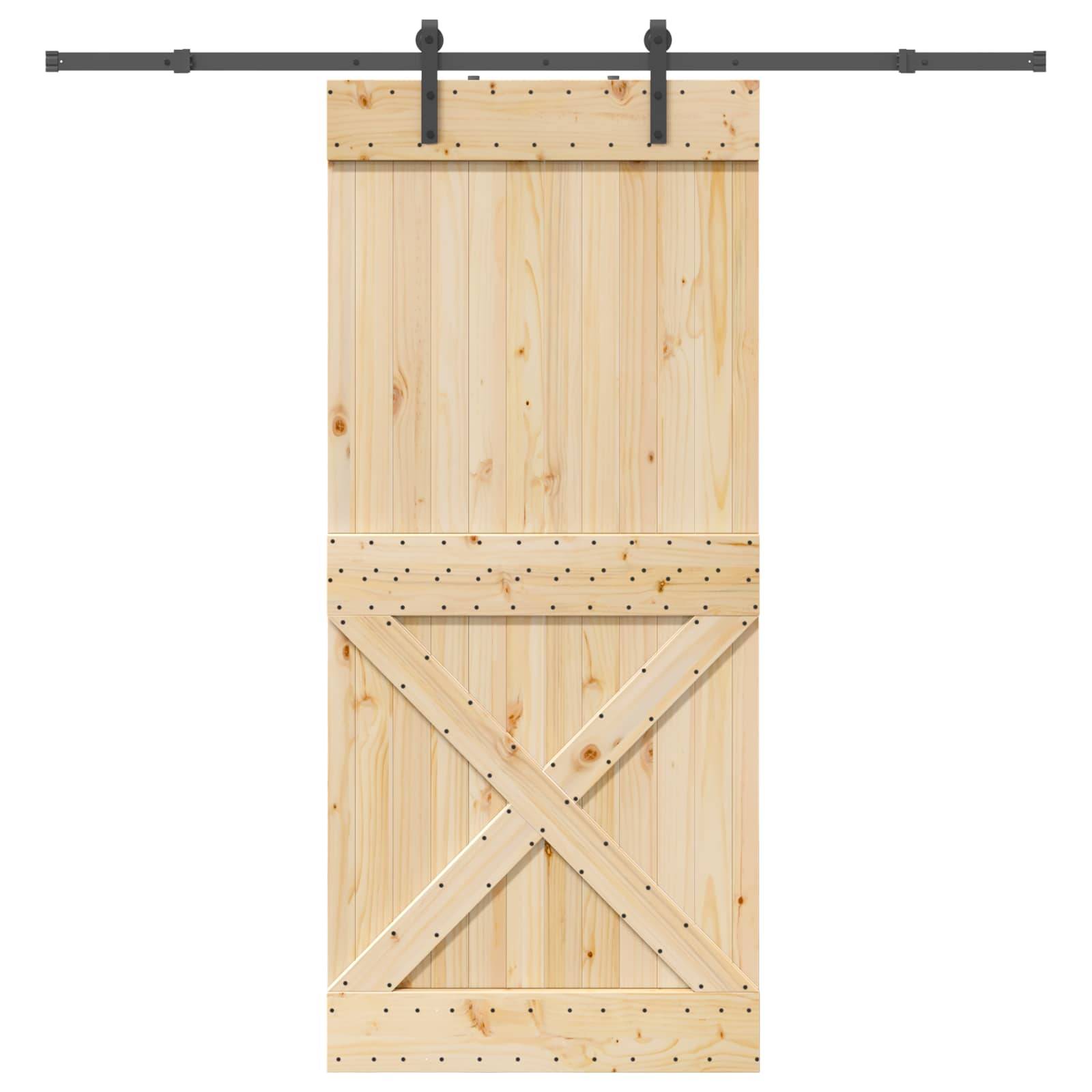 vidaXL Schiebetür NARVIK Natürlich und Schwarz 100 x 210 cm (213,5 cm)